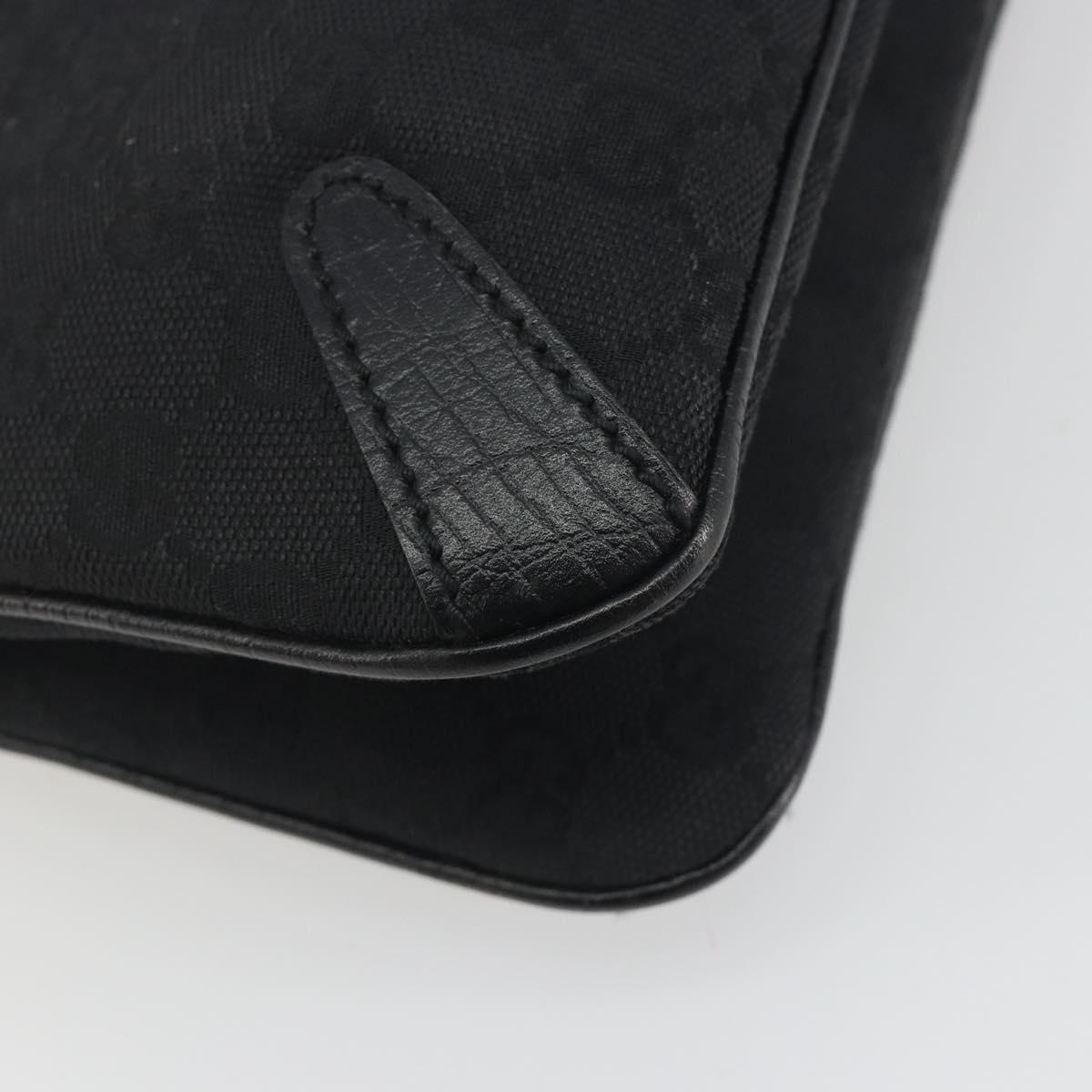 GUCCI Horsebit GG Canvas Hand Bag Black Silver 114913 Auth 193014V