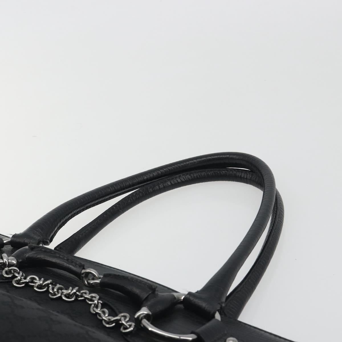 GUCCI Horsebit GG Canvas Hand Bag Black Silver 114913 Auth 193014V