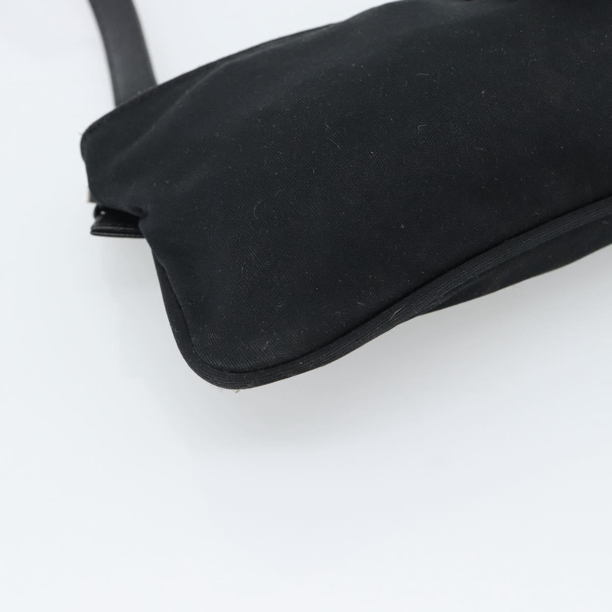 FENDI Mamma Baguette Shoulder Bag Cotton Jersey Black Silver Auth 193016