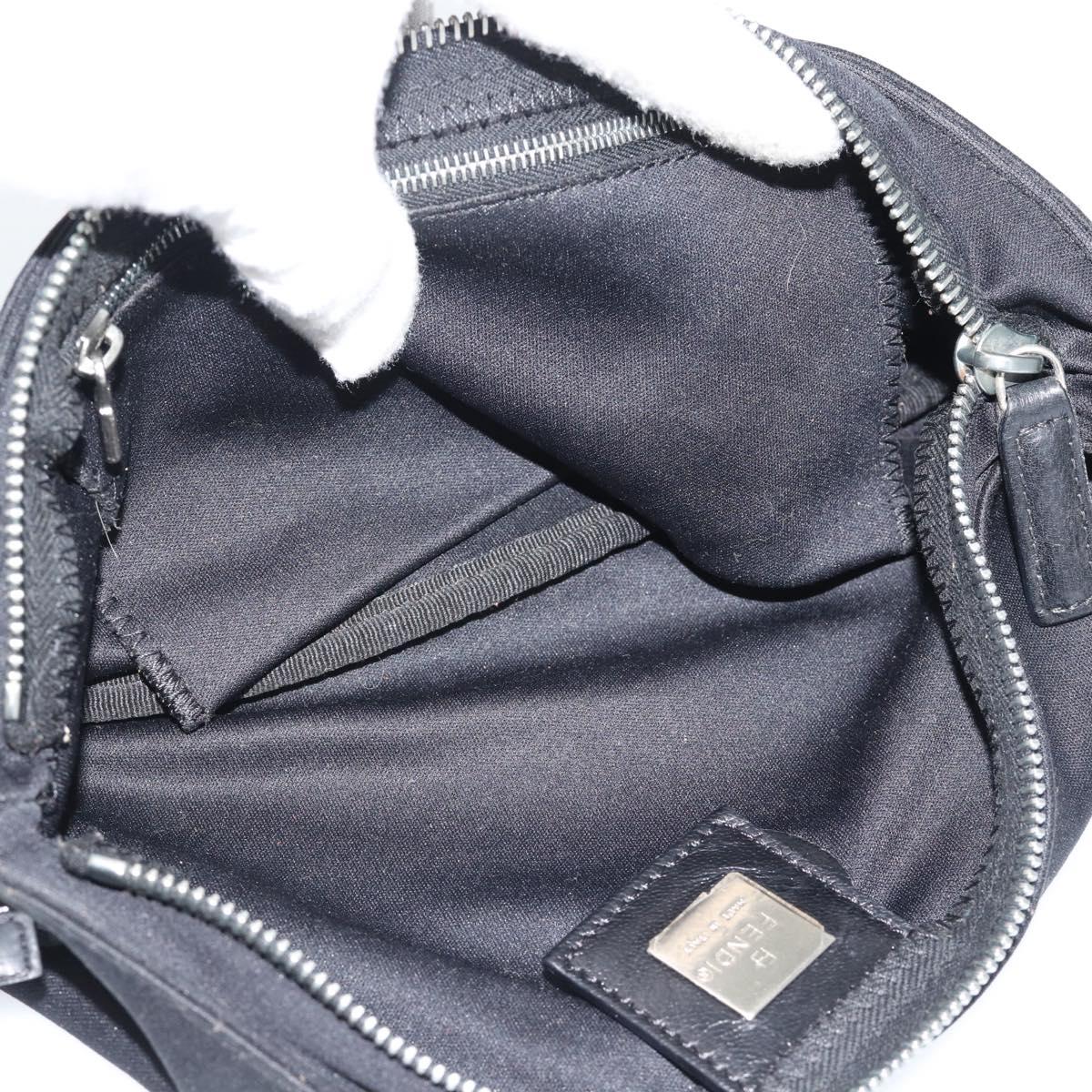 FENDI Mamma Baguette Shoulder Bag Cotton Jersey Black Silver Auth 193016