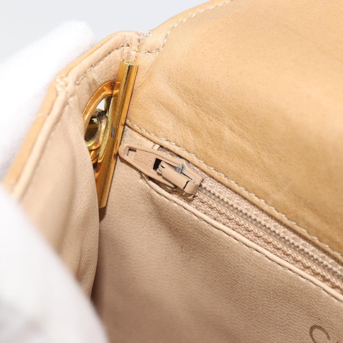 CHANEL Matelasse Chain Shoulder Bag Lamb Skin Beige Gold CC Auth 193017