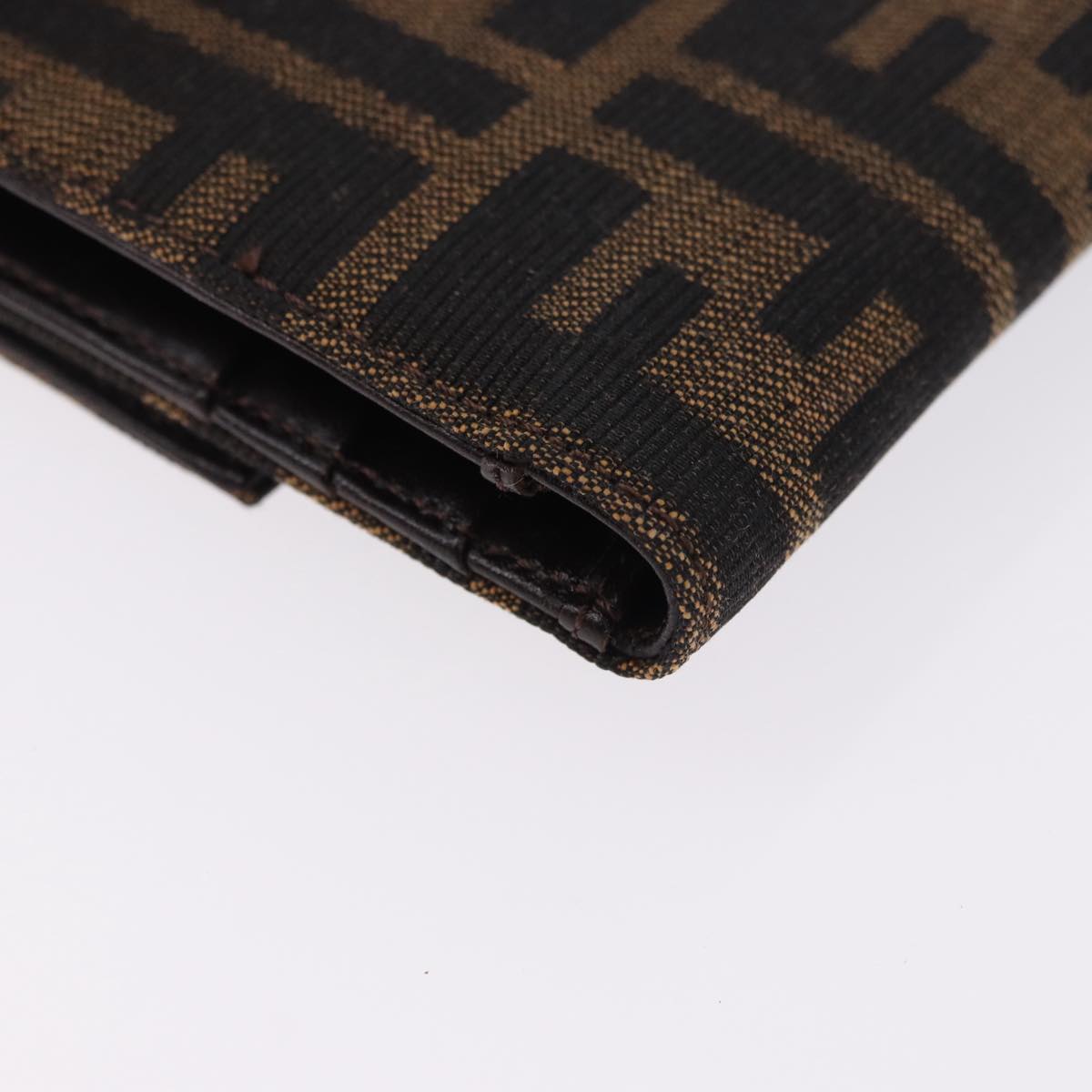 FENDI Zucca Canvas Mamma Baguette Wallet Black Brown Auth 193019V