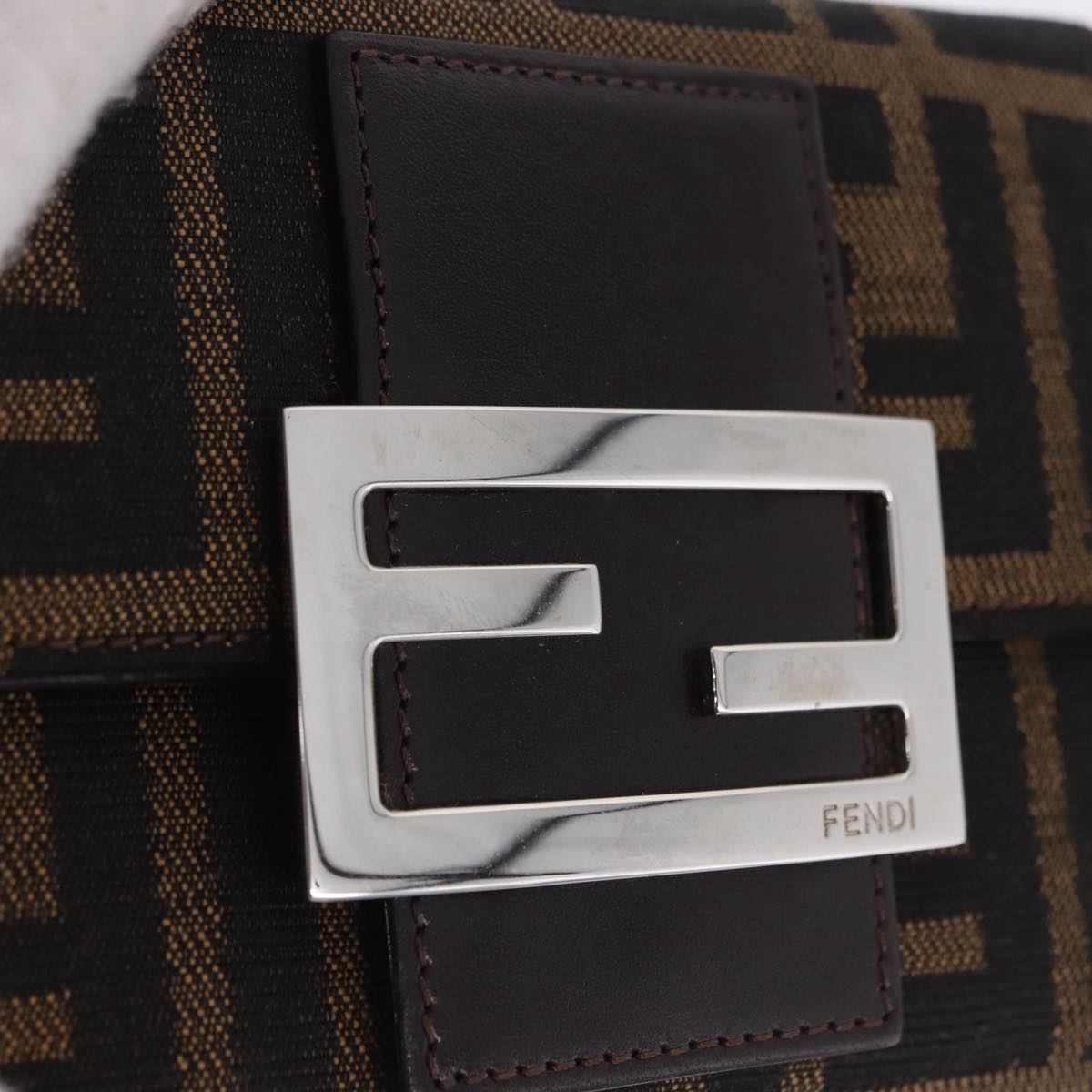FENDI Zucca Canvas Mamma Baguette Wallet Black Brown Auth 193019V