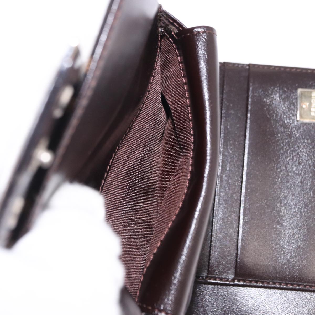 FENDI Zucca Canvas Mamma Baguette Wallet Black Brown Auth 193019V