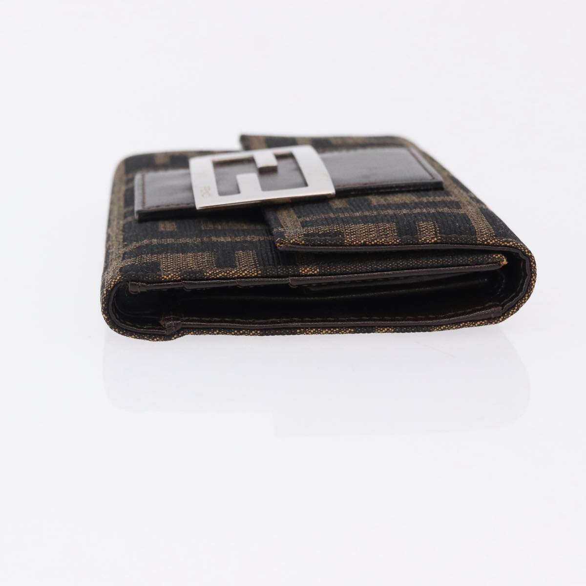 FENDI Zucca Canvas Mamma Baguette Wallet Black Brown Auth 193019V