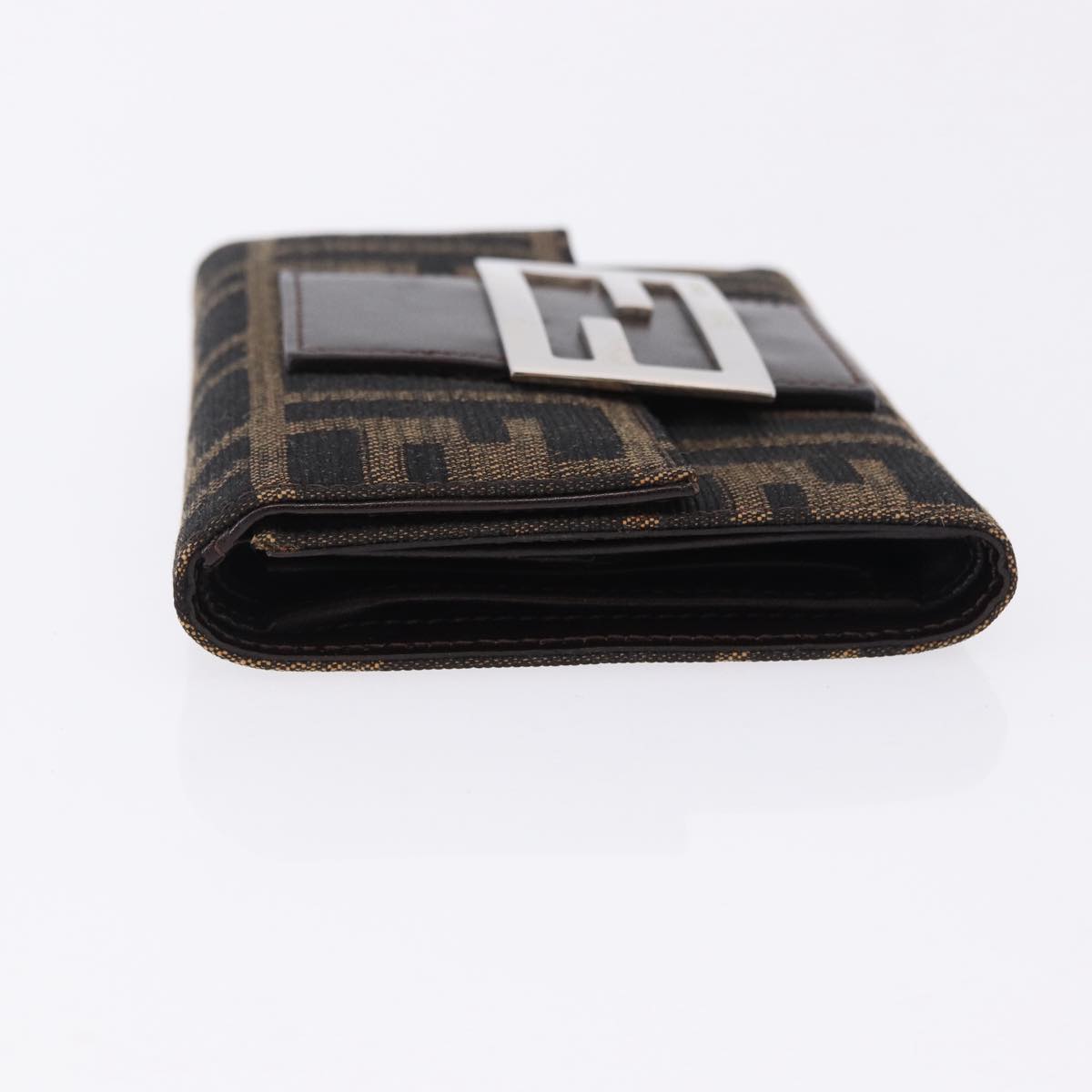 FENDI Zucca Canvas Mamma Baguette Wallet Black Brown Auth 193019V