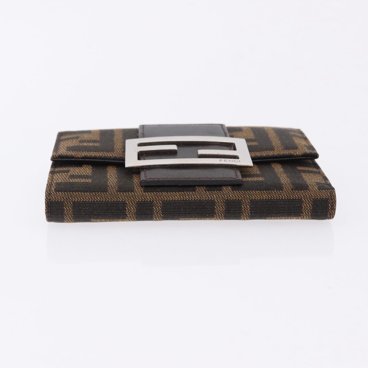 FENDI Zucca Canvas Mamma Baguette Wallet Black Brown Auth 193019V