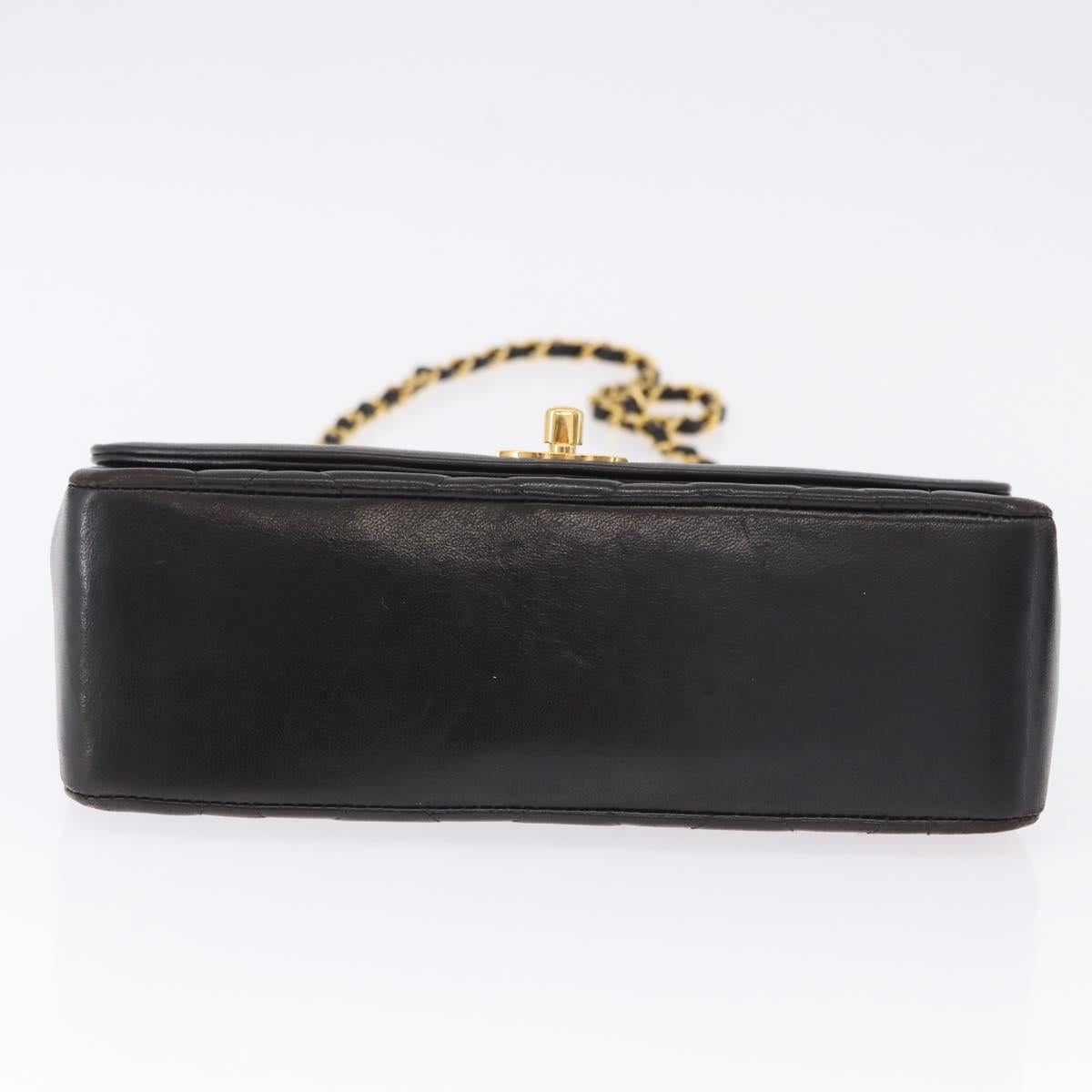 CHANEL Chain Matelasse Shoulder Bag Lamb Skin Black Gold CC Auth 193021SAM