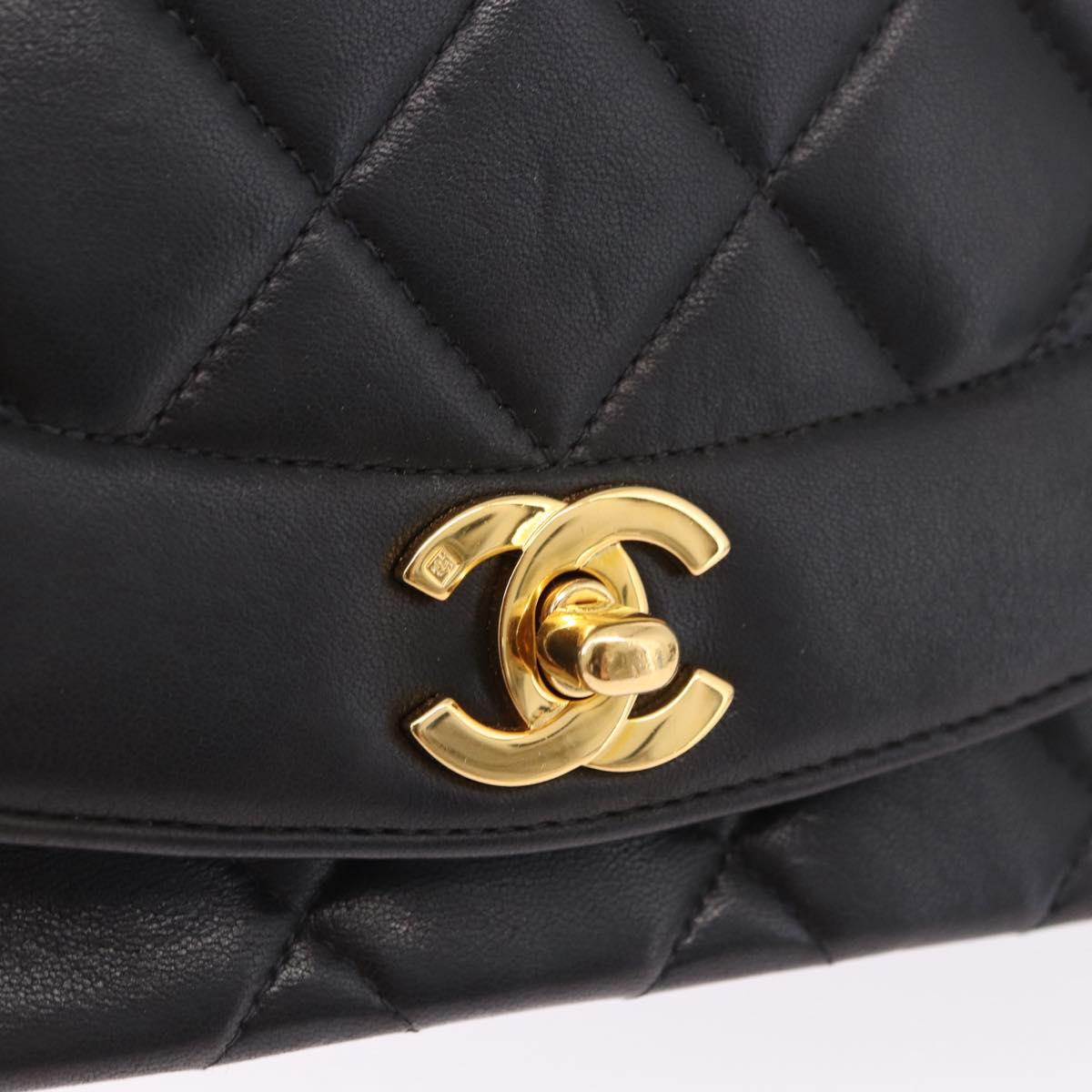 CHANEL Chain Matelasse Shoulder Bag Lamb Skin Black Gold CC Auth 193021SAM