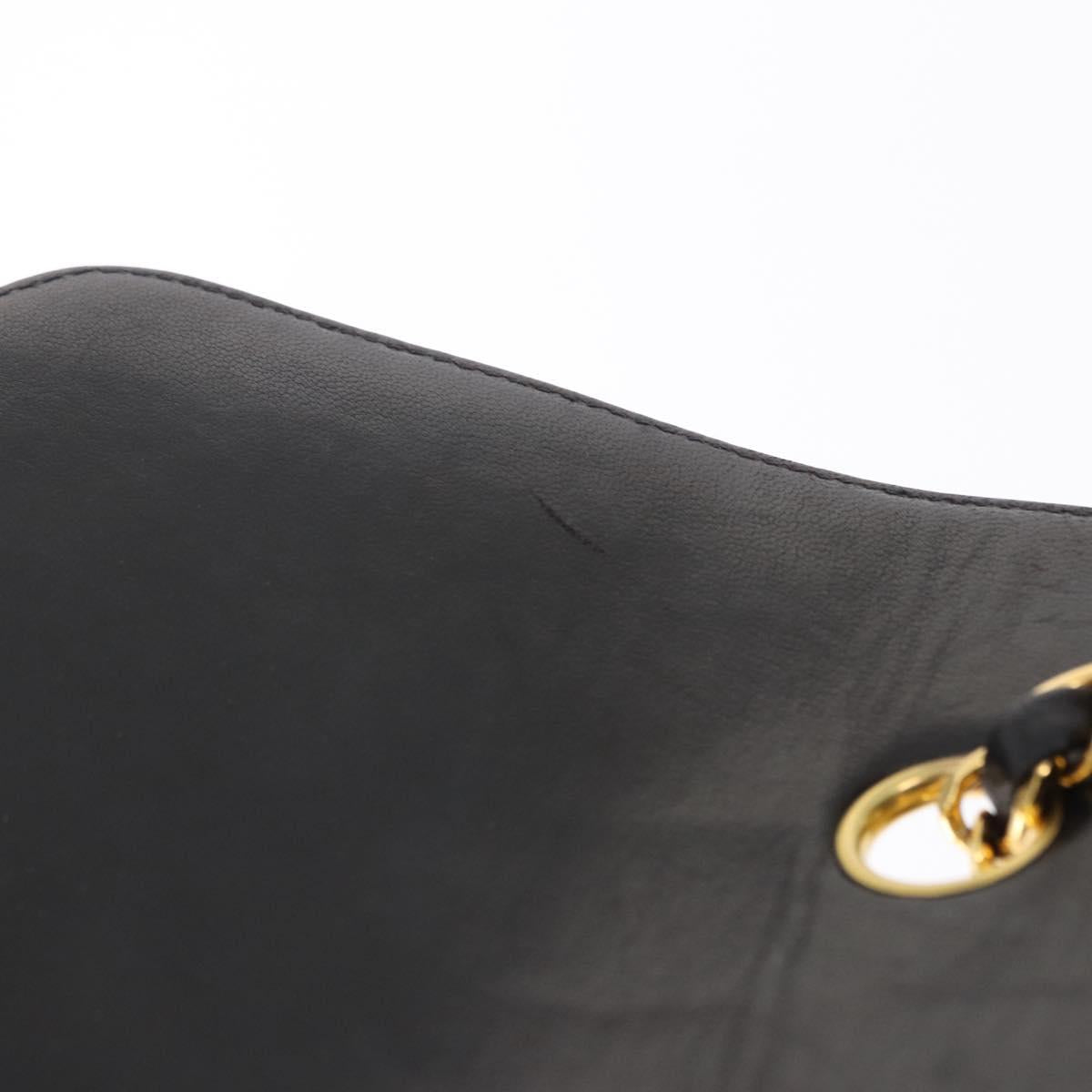 CHANEL Chain Matelasse Shoulder Bag Lamb Skin Black Gold CC Auth 193021SAM