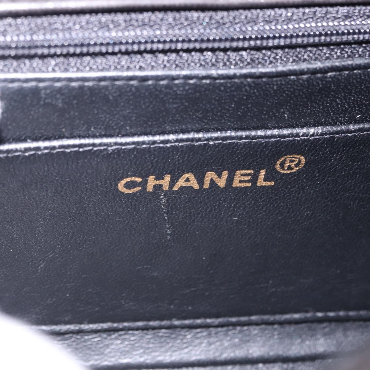 CHANEL Chain Matelasse Shoulder Bag Lamb Skin Black Gold CC Auth 193021SAM