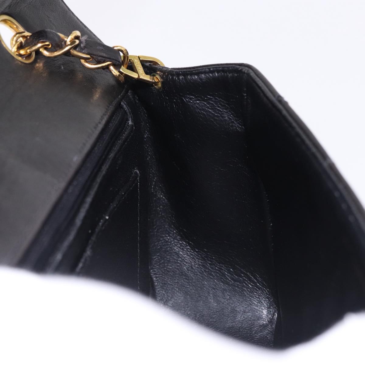 CHANEL Chain Matelasse Shoulder Bag Lamb Skin Black Gold CC Auth 193021SAM
