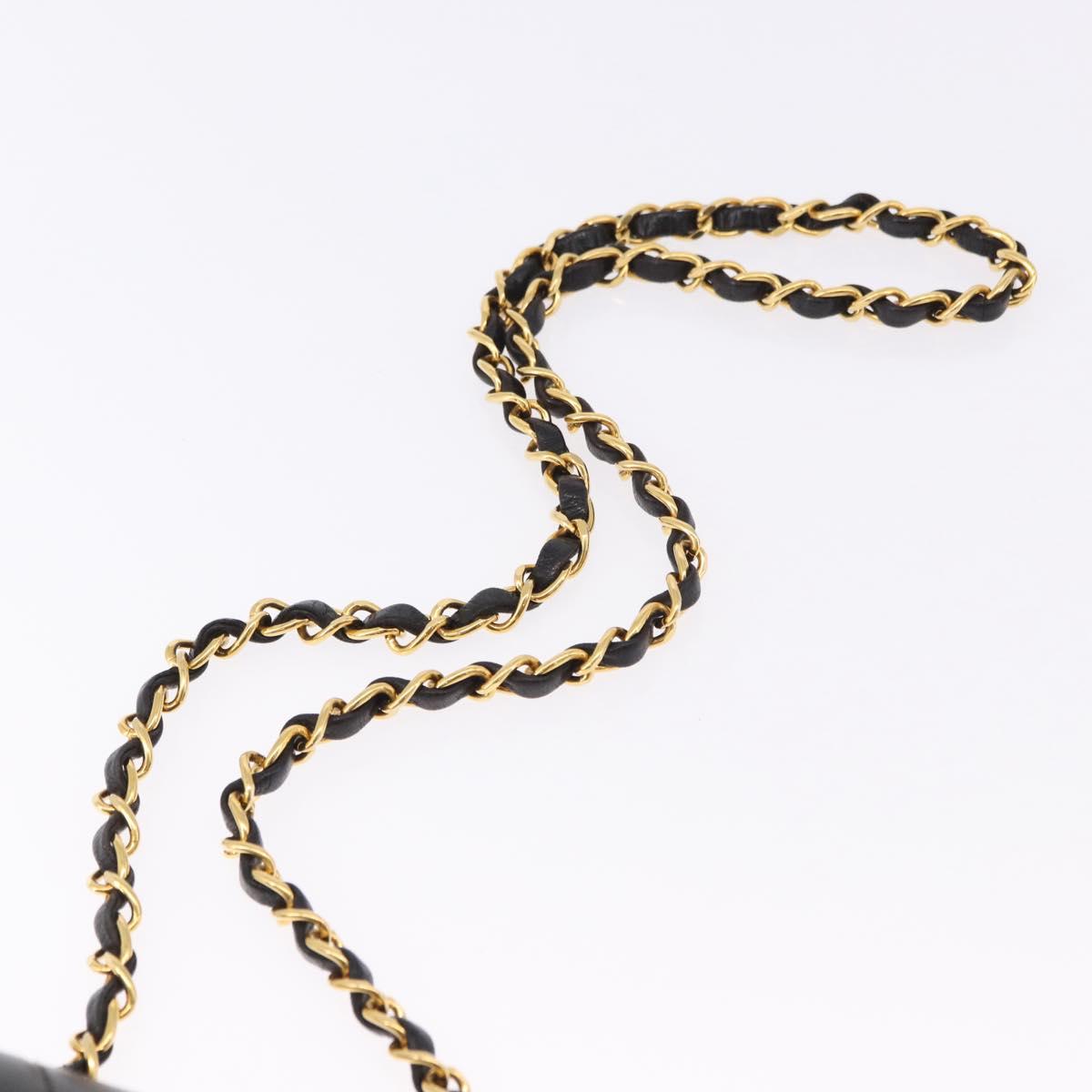 CHANEL Chain Matelasse Shoulder Bag Lamb Skin Black Gold CC Auth 193021SAM