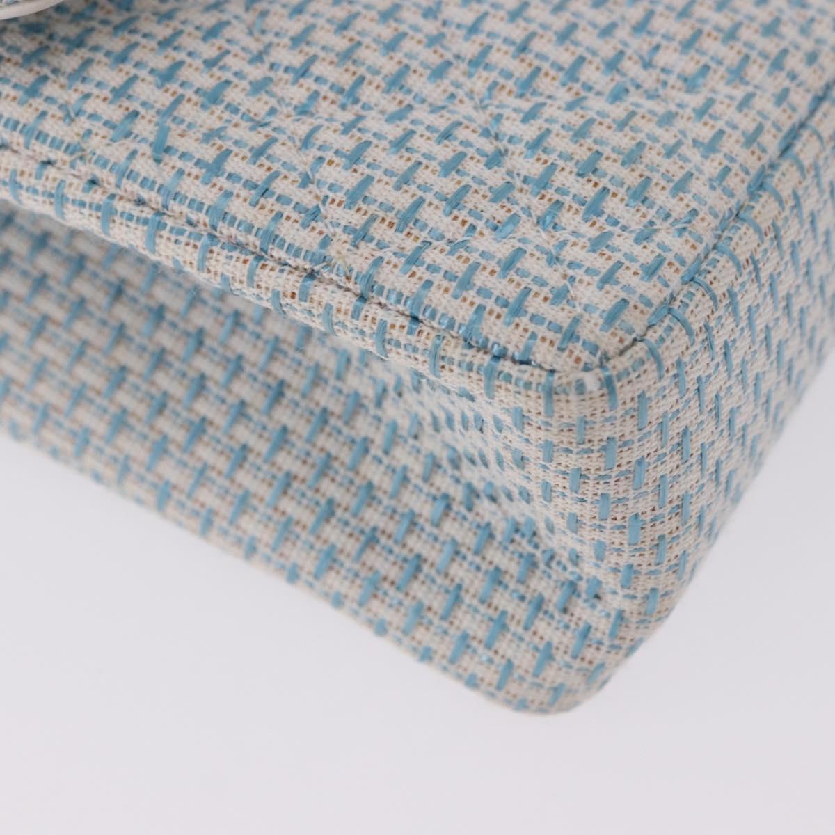 CHANEL Matelasse Chain Shoulder Bag Canvas Light Blue Silver CC Auth 193022SAM