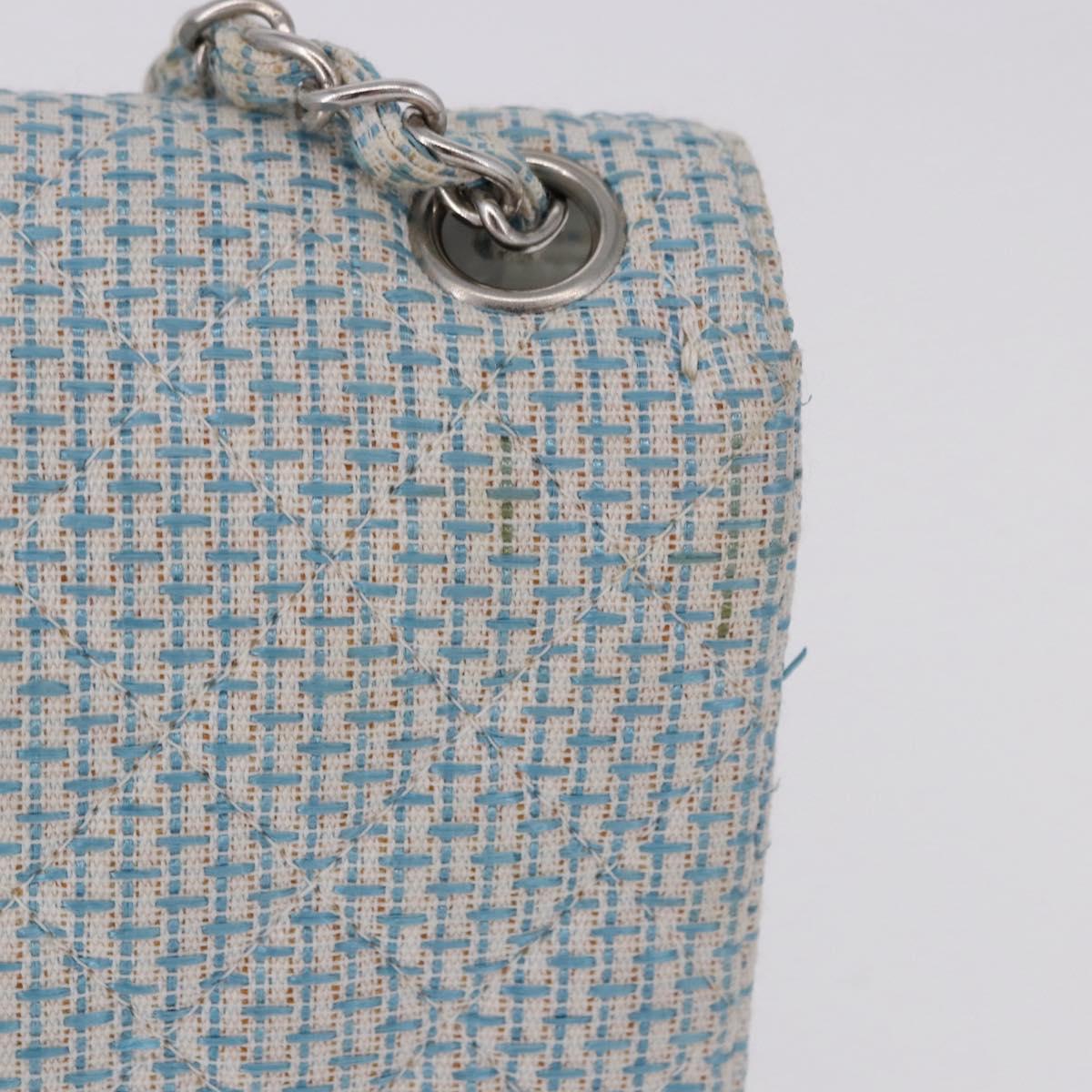 CHANEL Matelasse Chain Shoulder Bag Canvas Light Blue Silver CC Auth 193022SAM