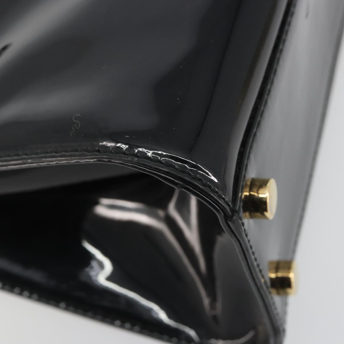 SAINT LAURENT Hand Bag Patent Leather Black Gold Auth 193027A