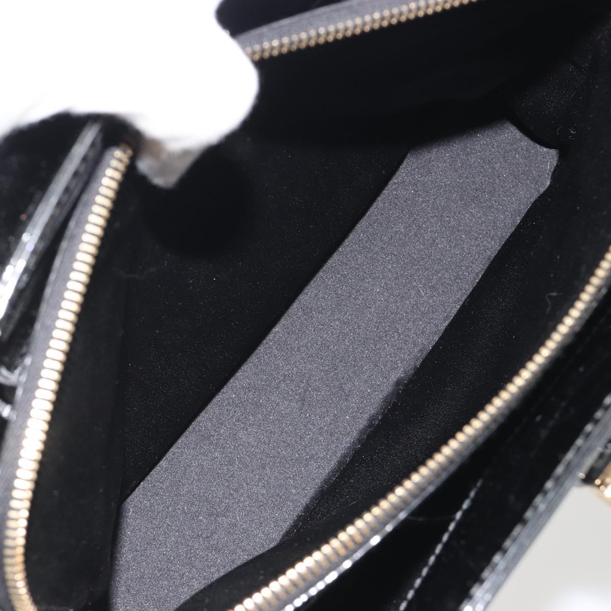 SAINT LAURENT Hand Bag Patent Leather Black Gold Auth 193027A