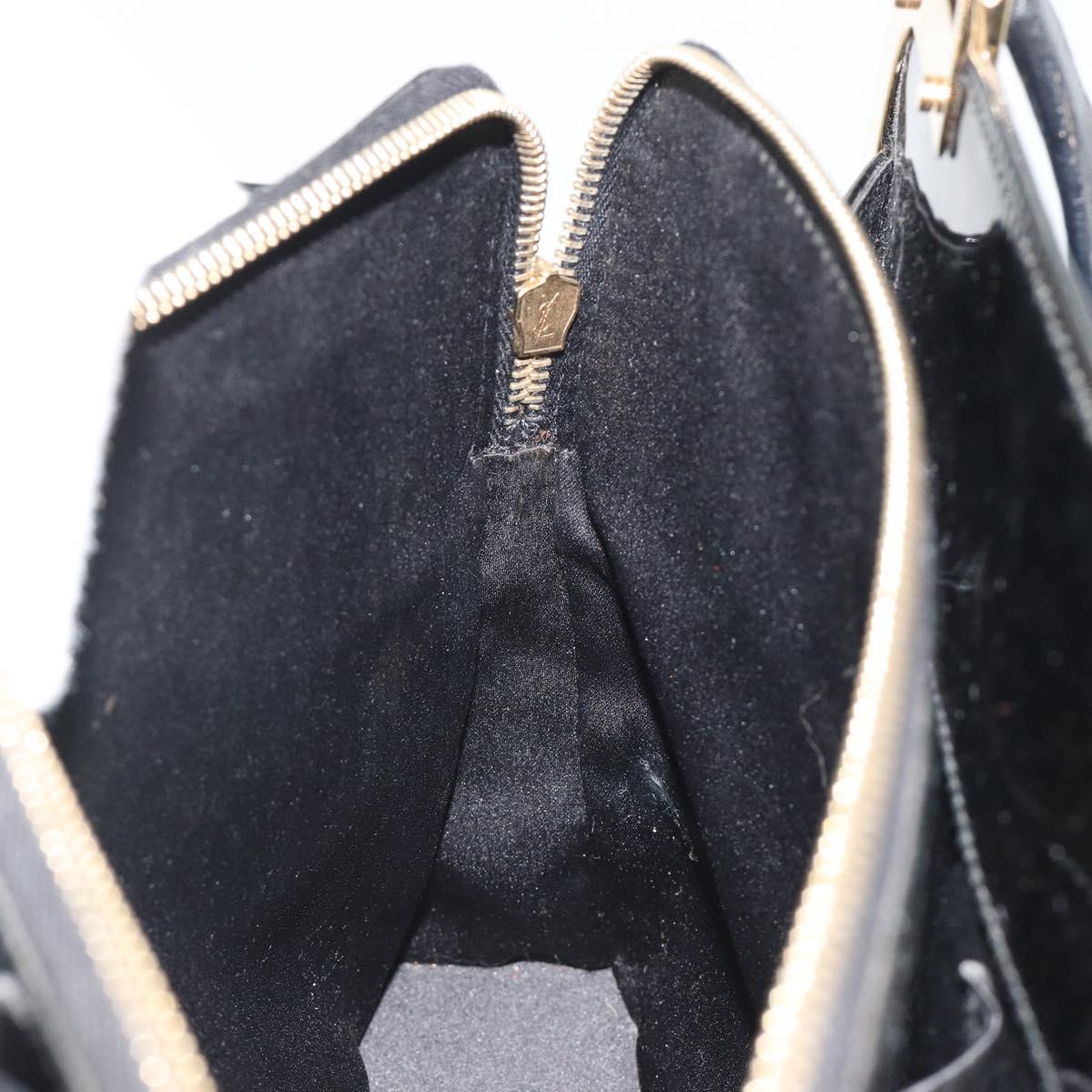 SAINT LAURENT Hand Bag Patent Leather Black Gold Auth 193027A