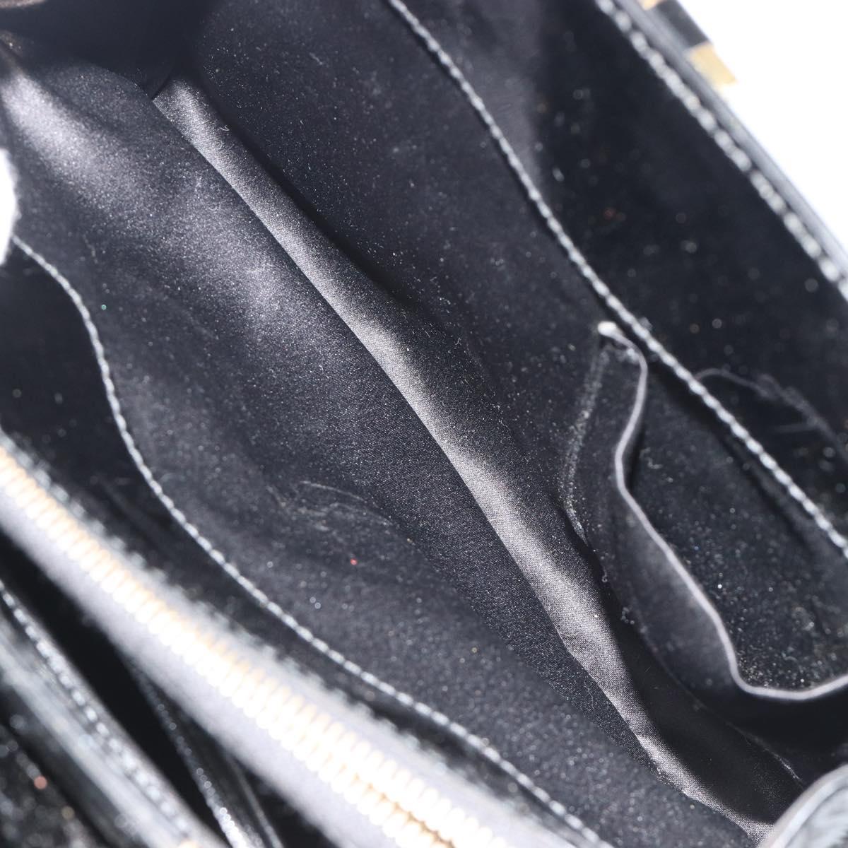 SAINT LAURENT Hand Bag Patent Leather Black Gold Auth 193027A