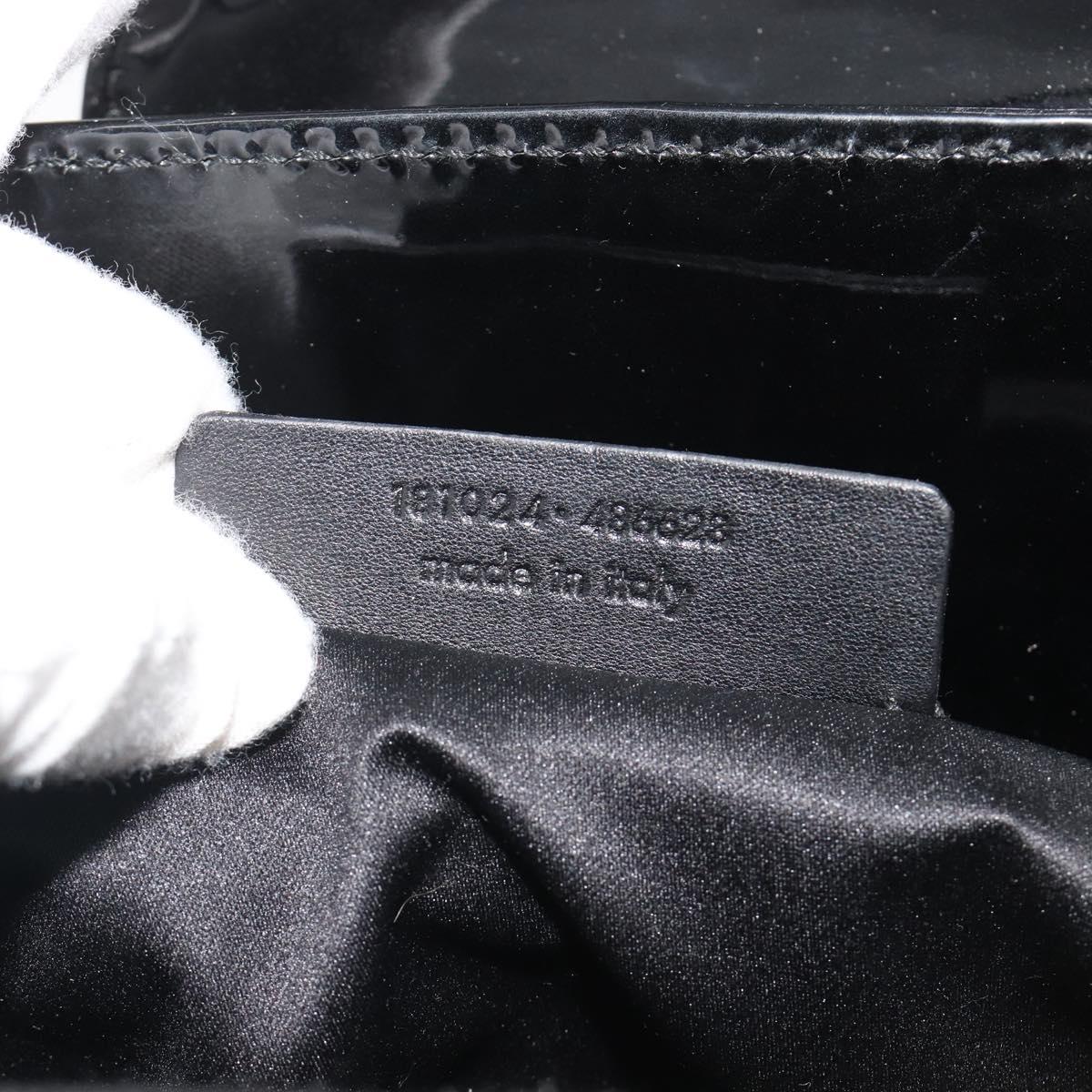 SAINT LAURENT Hand Bag Patent Leather Black Gold Auth 193027A