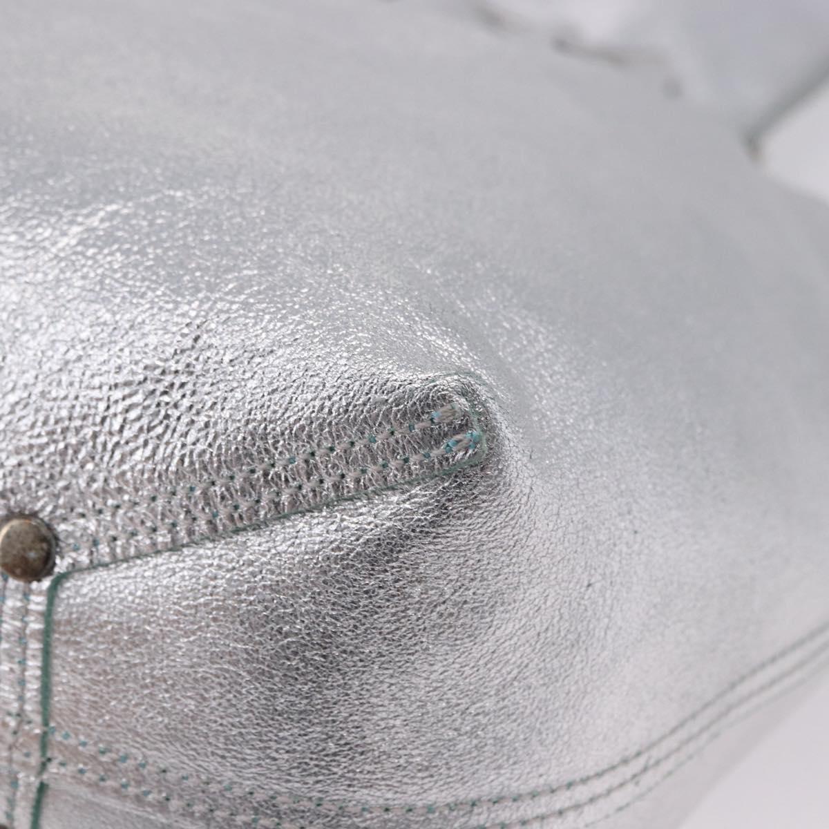 TIFFANY&Co. Hand Bag Leather Silver Auth 193028A