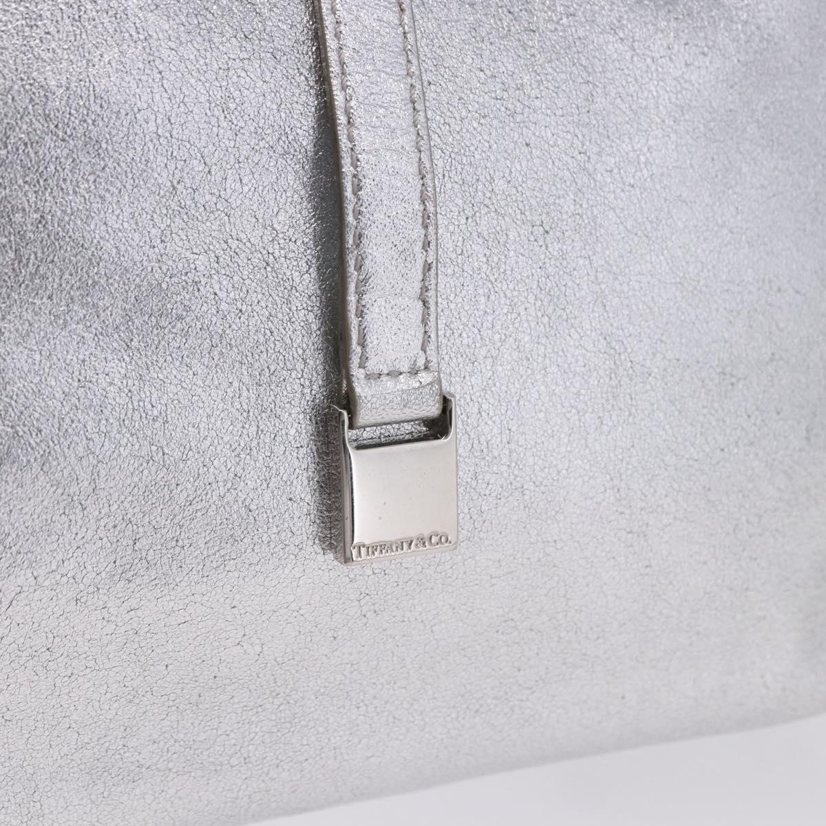 TIFFANY&Co. Hand Bag Leather Silver Auth 193028A