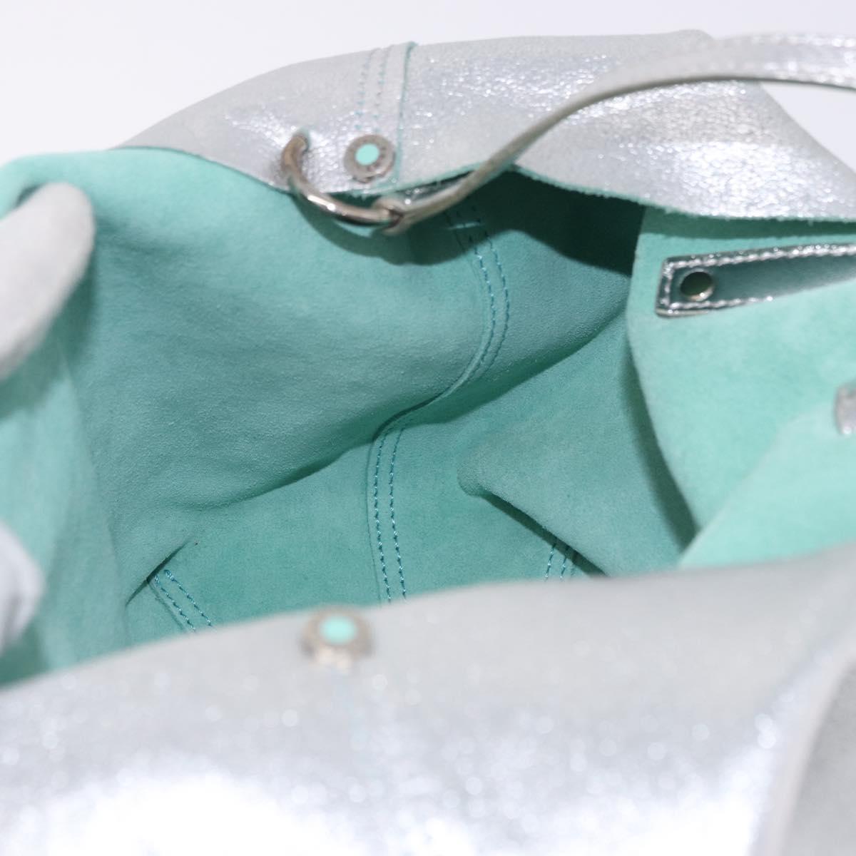 TIFFANY&Co. Hand Bag Leather Silver Auth 193028A