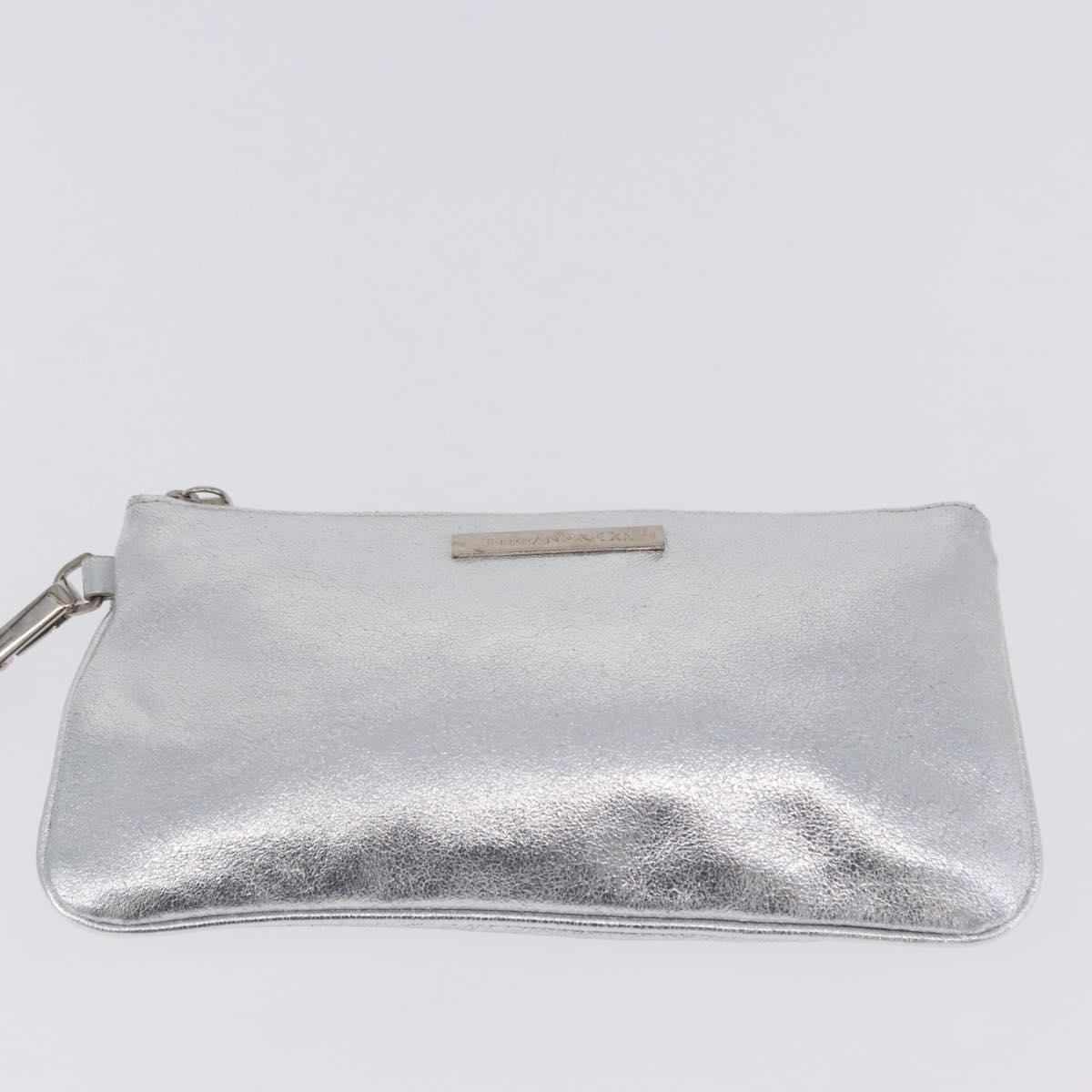 TIFFANY&Co. Hand Bag Leather Silver Auth 193028A