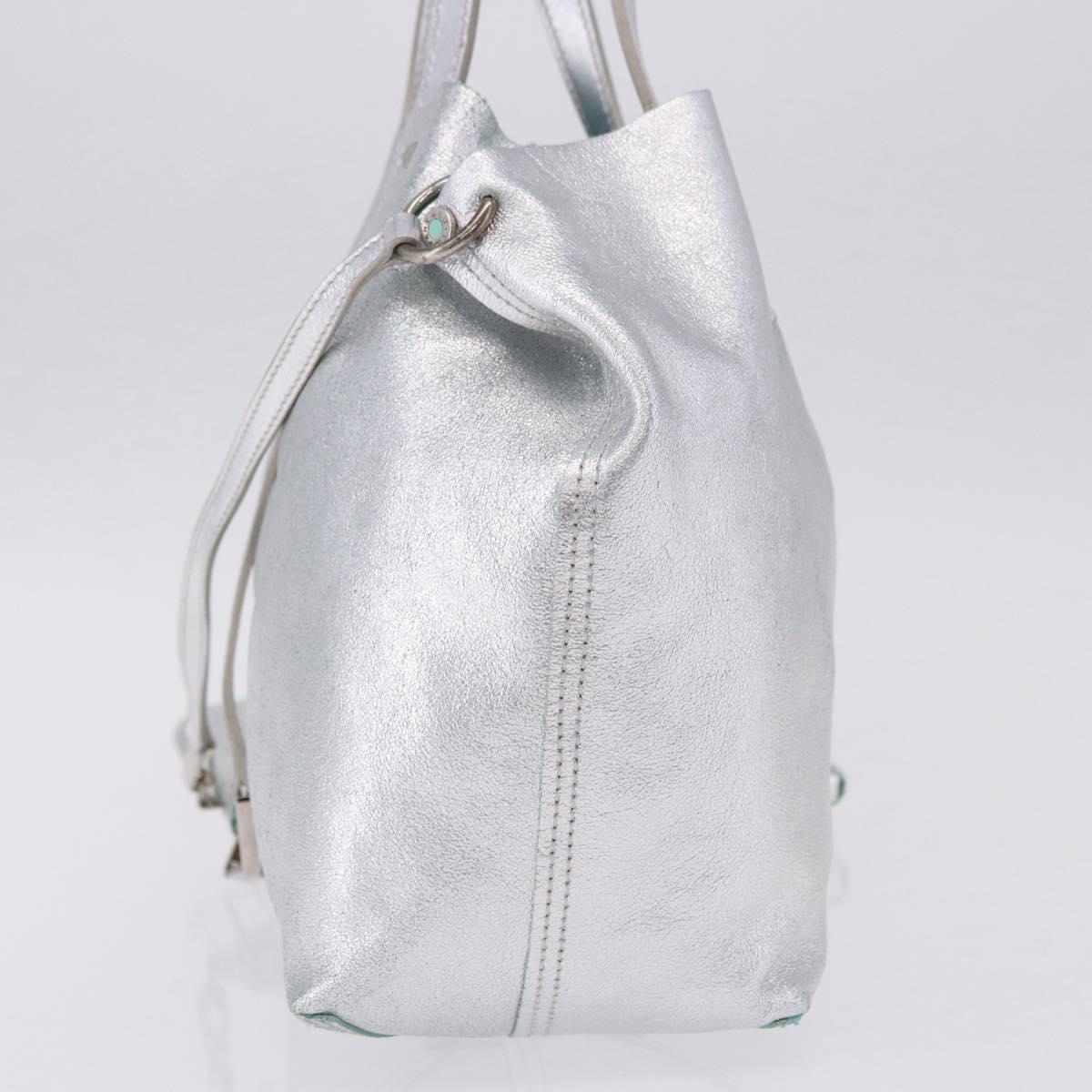 TIFFANY&Co. Hand Bag Leather Silver Auth 193028A