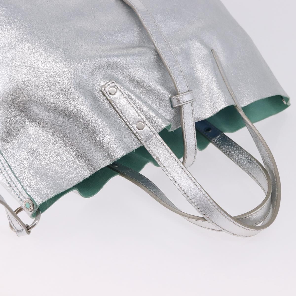 TIFFANY&Co. Hand Bag Leather Silver Auth 193028A