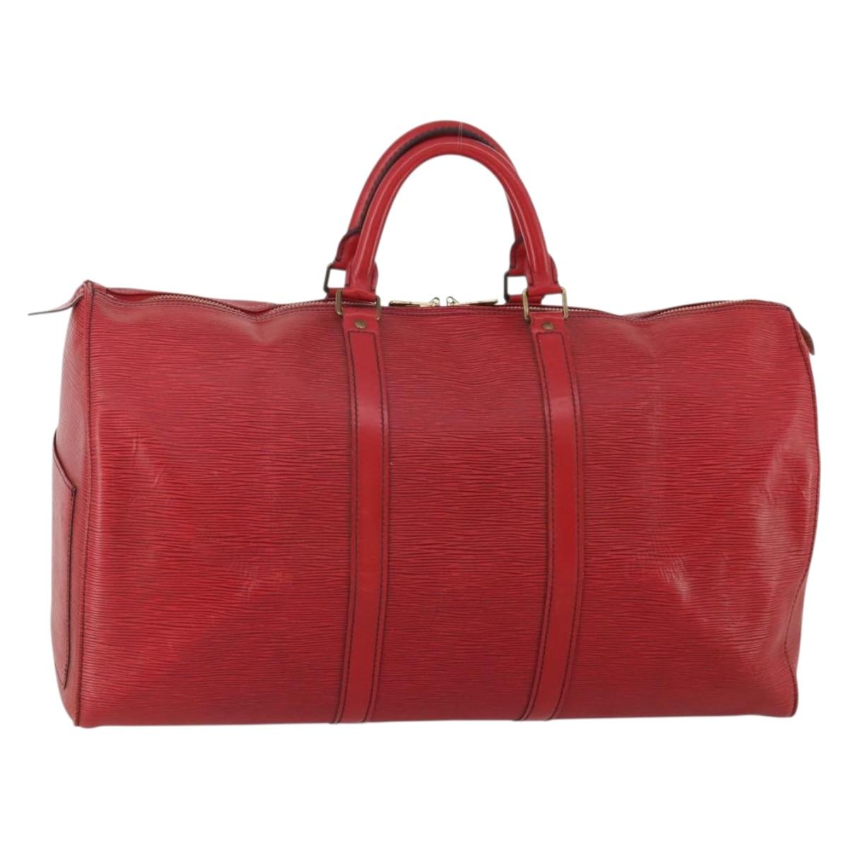 LOUIS VUITTON Epi Keepall 50 Boston Bag Red M42967 LV Auth 193031A