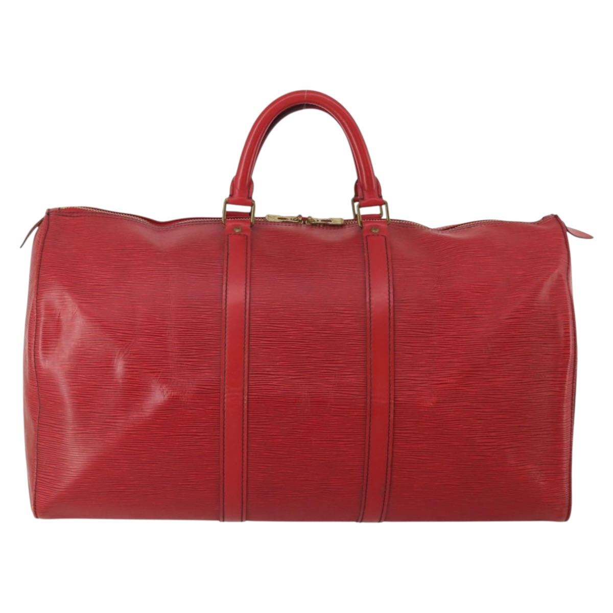LOUIS VUITTON Epi Keepall 50 Boston Bag Red M42967 LV Auth 193031A