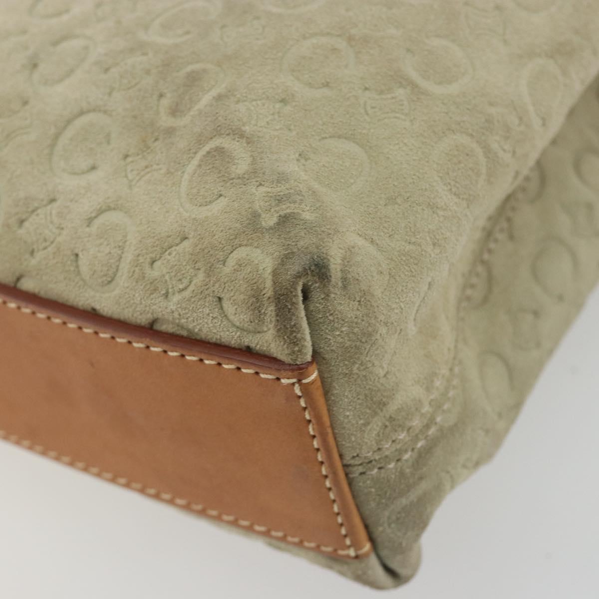 CELINE C Macadam Canvas Hand Bag Suede Gray Silver Auth 193033A