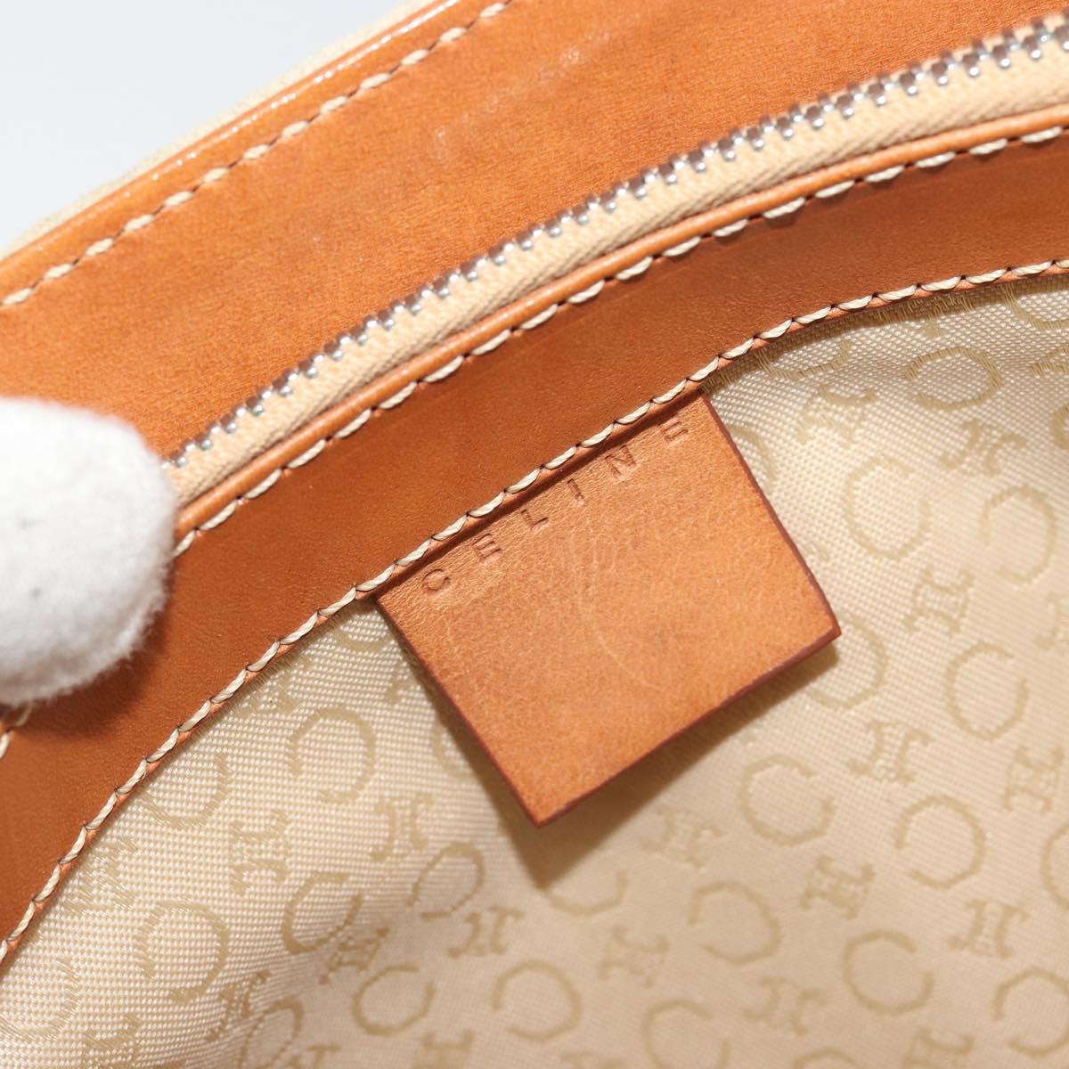 CELINE C Macadam Canvas Hand Bag Suede Gray Silver Auth 193033A