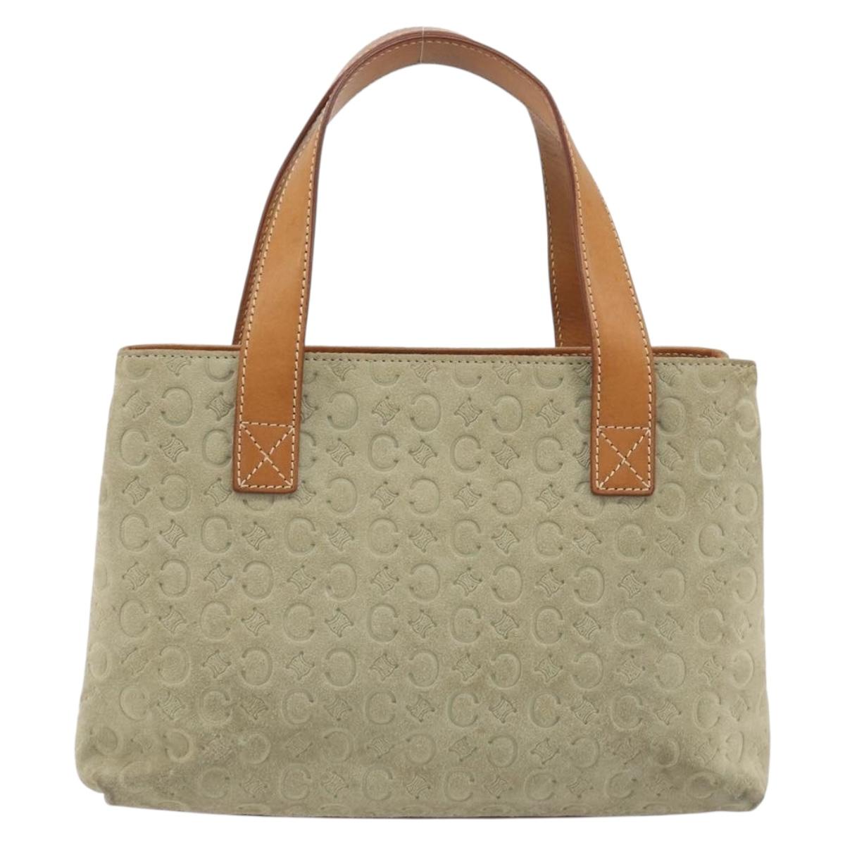 CELINE C Macadam Canvas Hand Bag Suede Gray Silver Auth 193033A