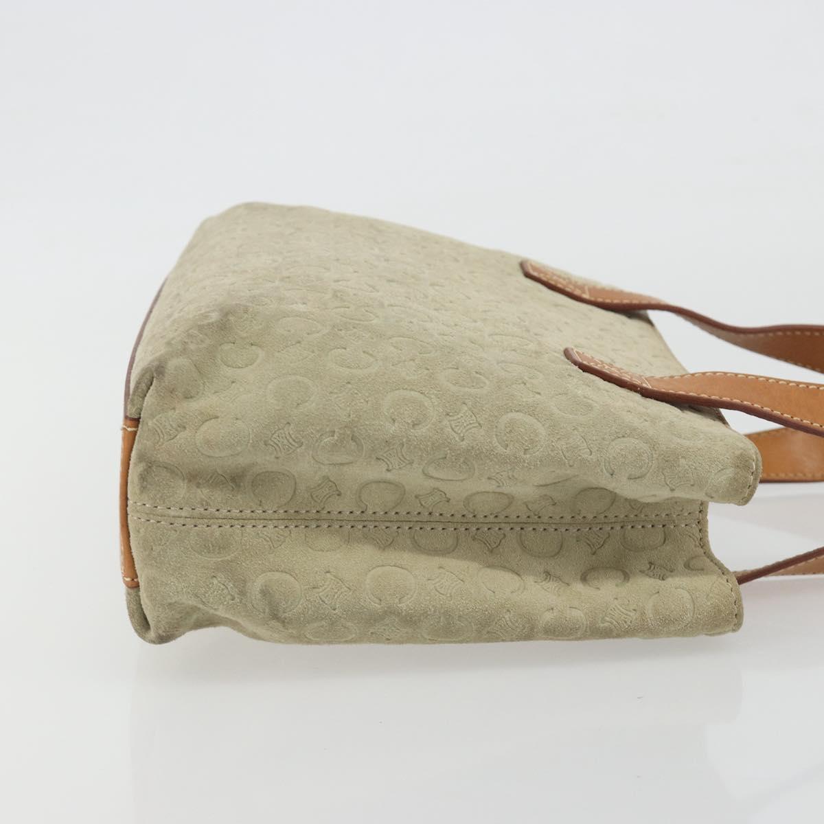 CELINE C Macadam Canvas Hand Bag Suede Gray Silver Auth 193033A
