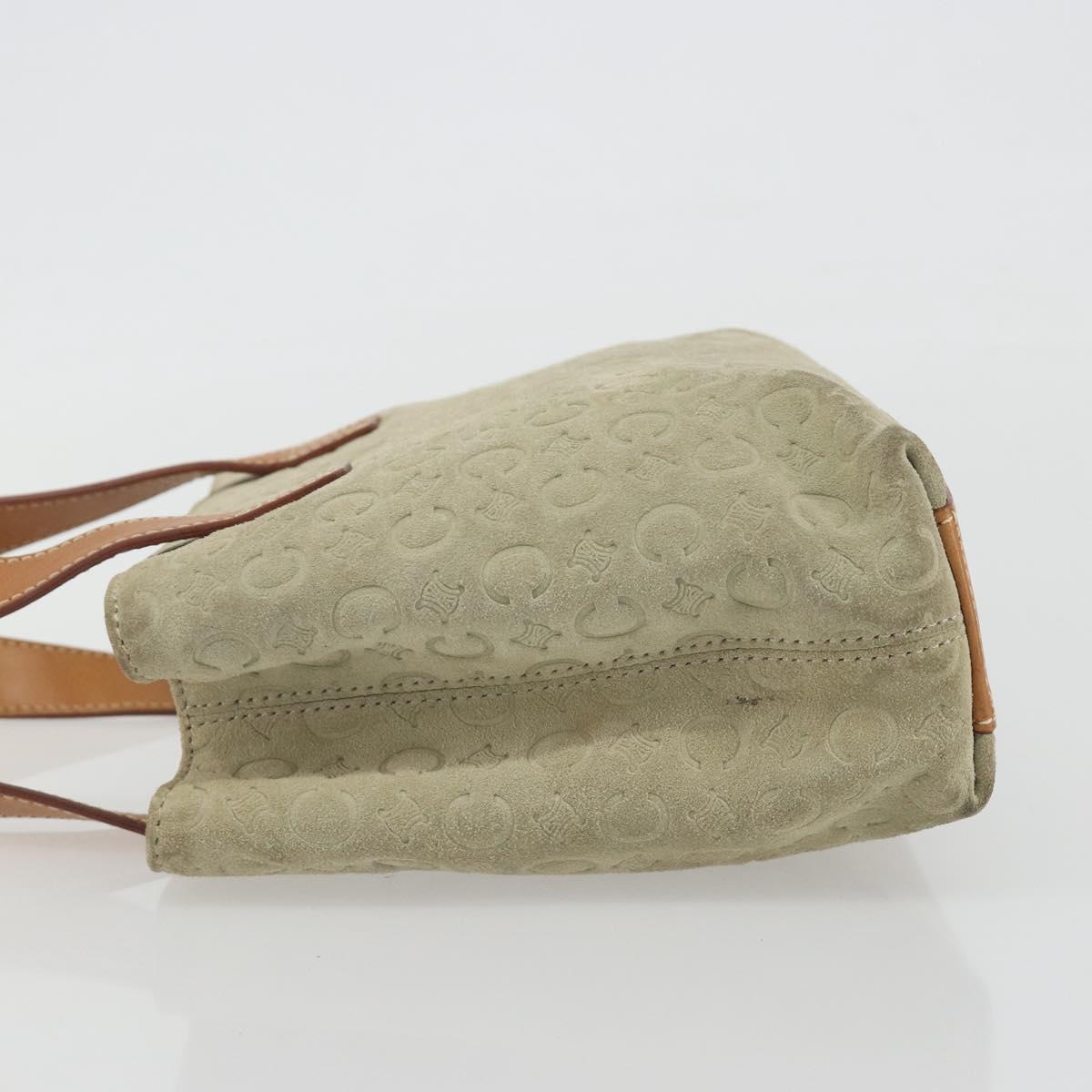 CELINE C Macadam Canvas Hand Bag Suede Gray Silver Auth 193033A