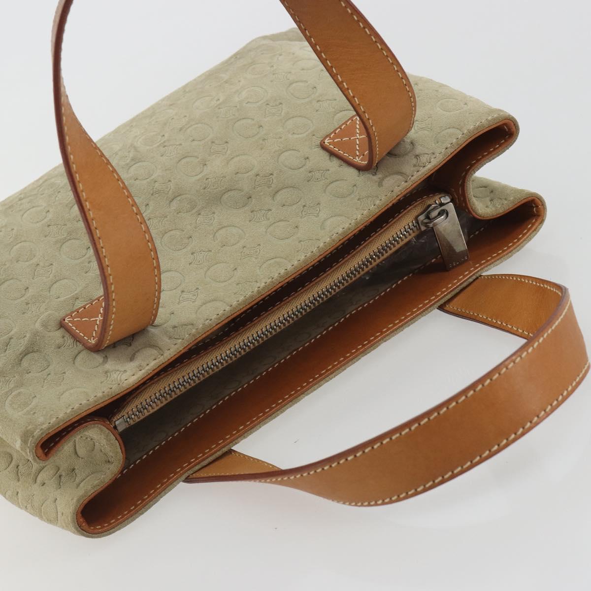 CELINE C Macadam Canvas Hand Bag Suede Gray Silver Auth 193033A