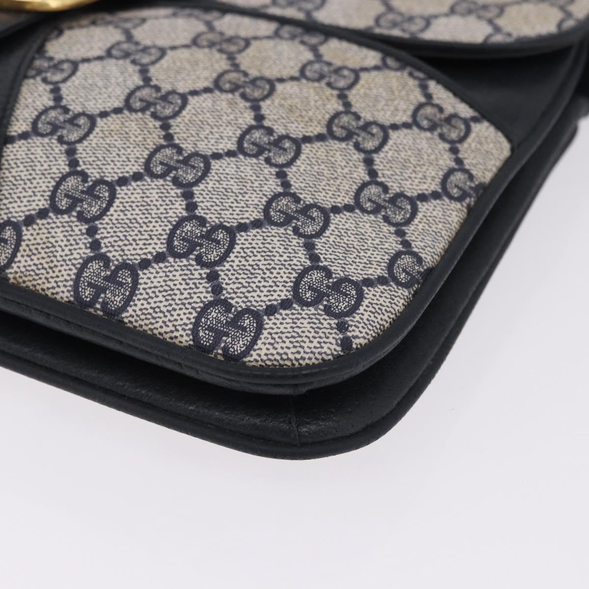 GUCCI GG Supreme Clutch Bag PVC Navy Gold 904 02 025 Auth 193045