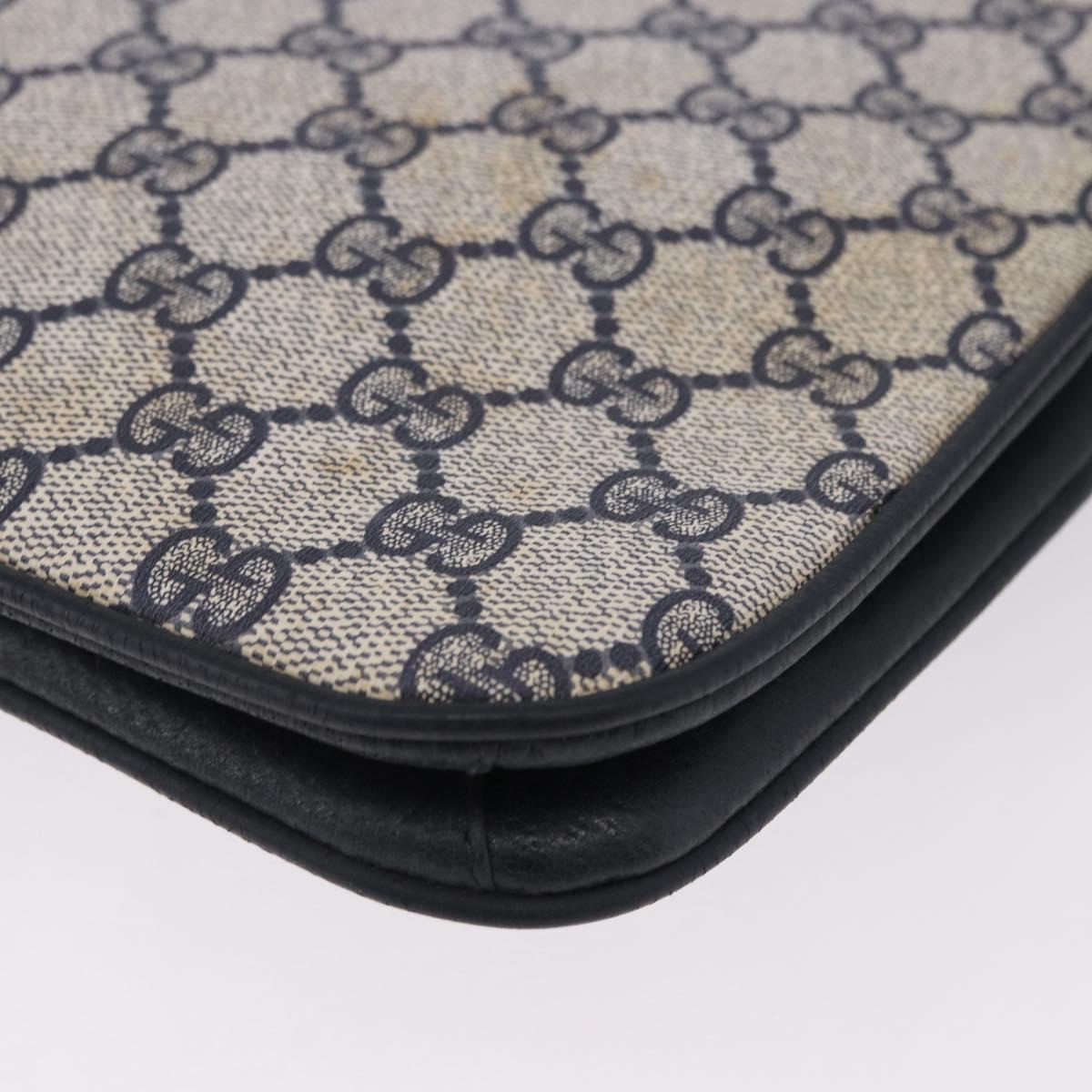 GUCCI GG Supreme Clutch Bag PVC Navy Gold 904 02 025 Auth 193045