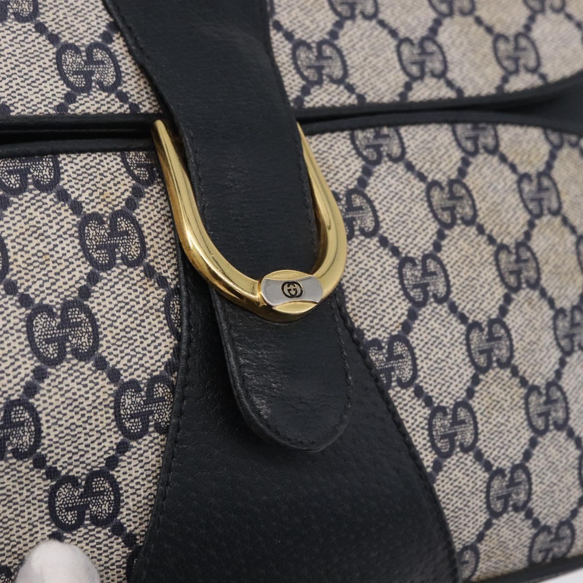 GUCCI GG Supreme Clutch Bag PVC Navy Gold 904 02 025 Auth 193045