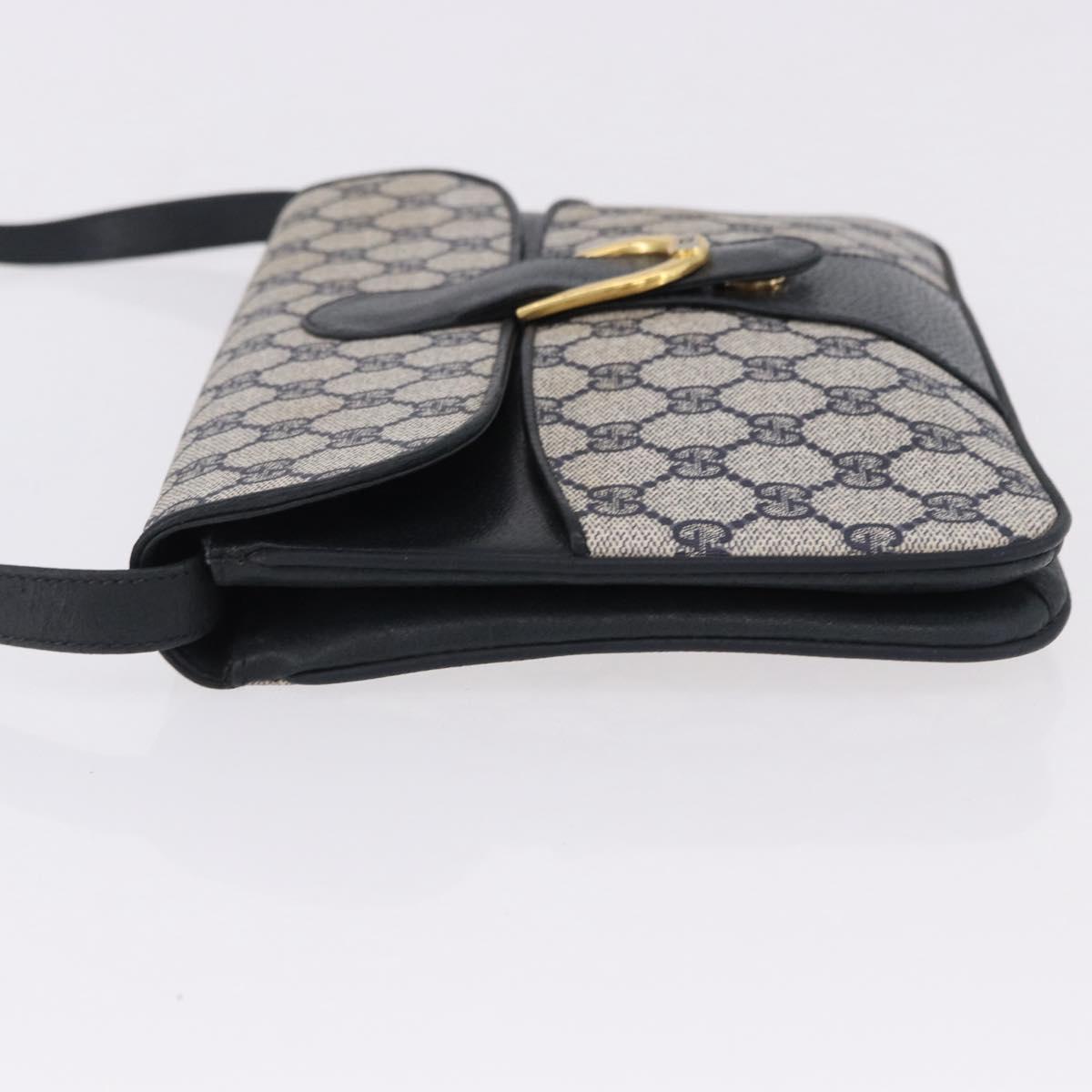 GUCCI GG Supreme Clutch Bag PVC Navy Gold 904 02 025 Auth 193045