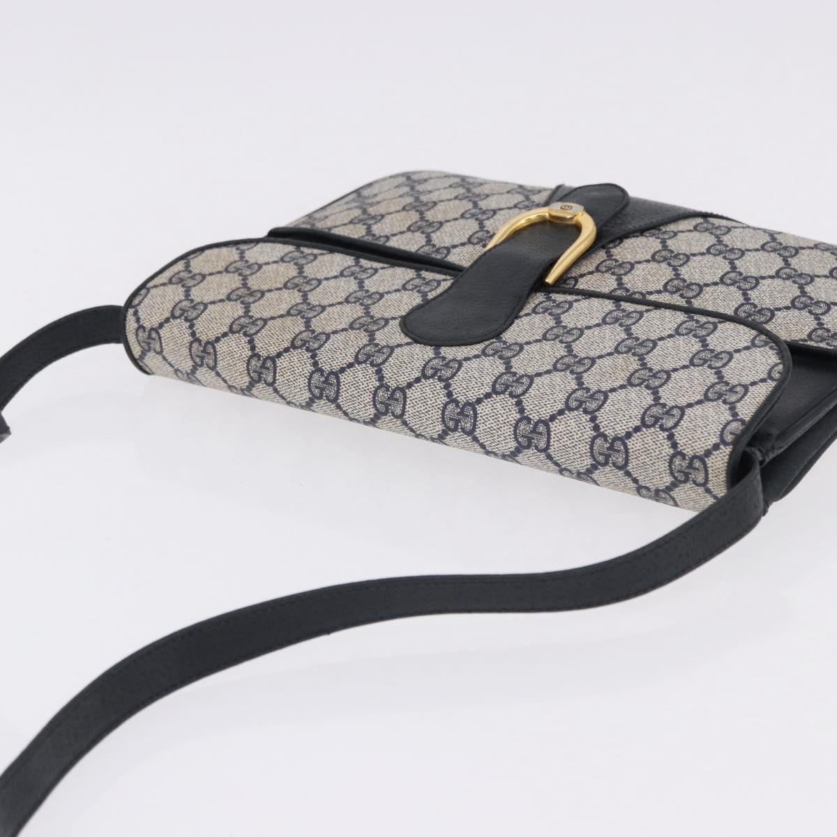 GUCCI GG Supreme Clutch Bag PVC Navy Gold 904 02 025 Auth 193045