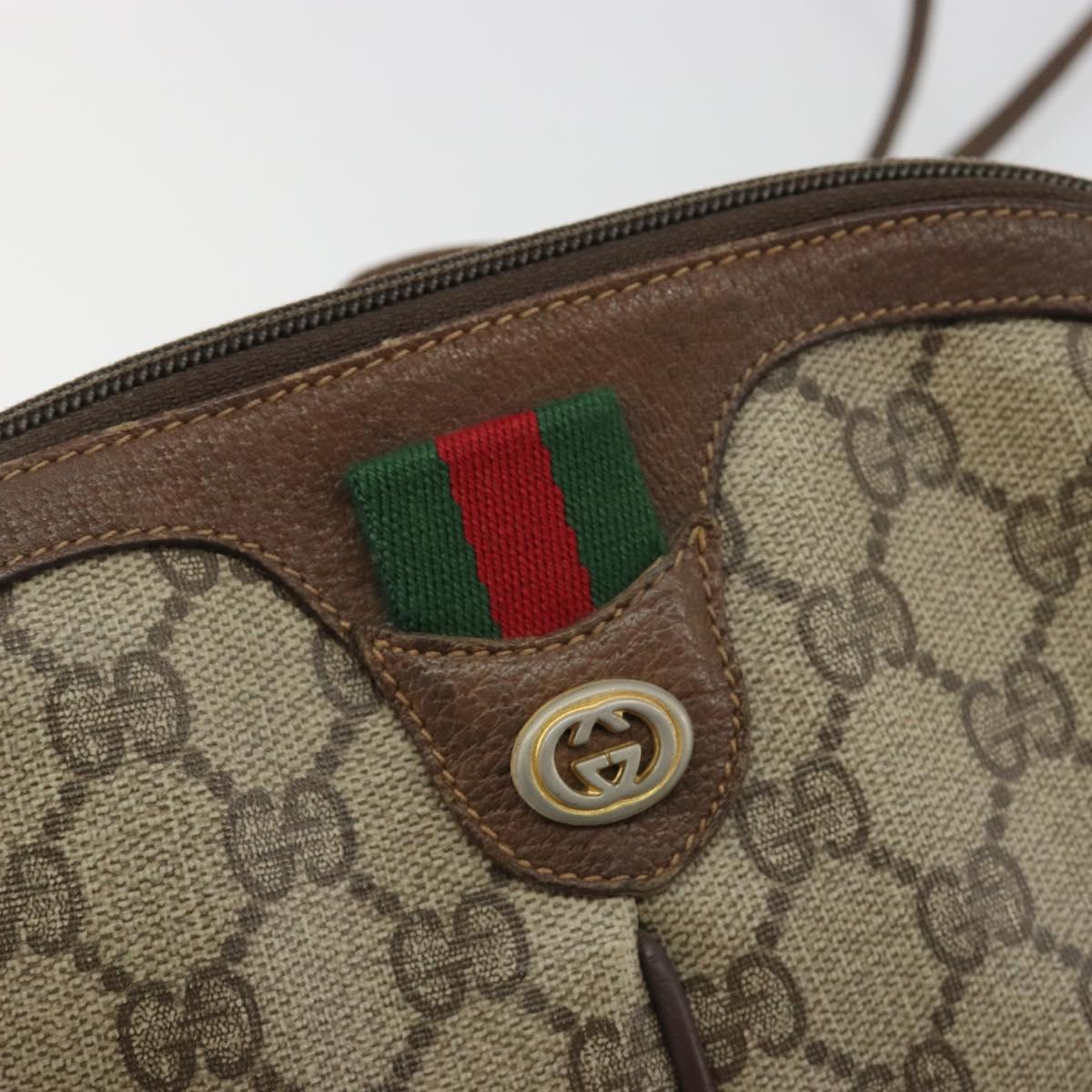 GUCCI GG Supreme Web Sherry Line Bag PVC Beige Gold 904 02 047 Auth 193046