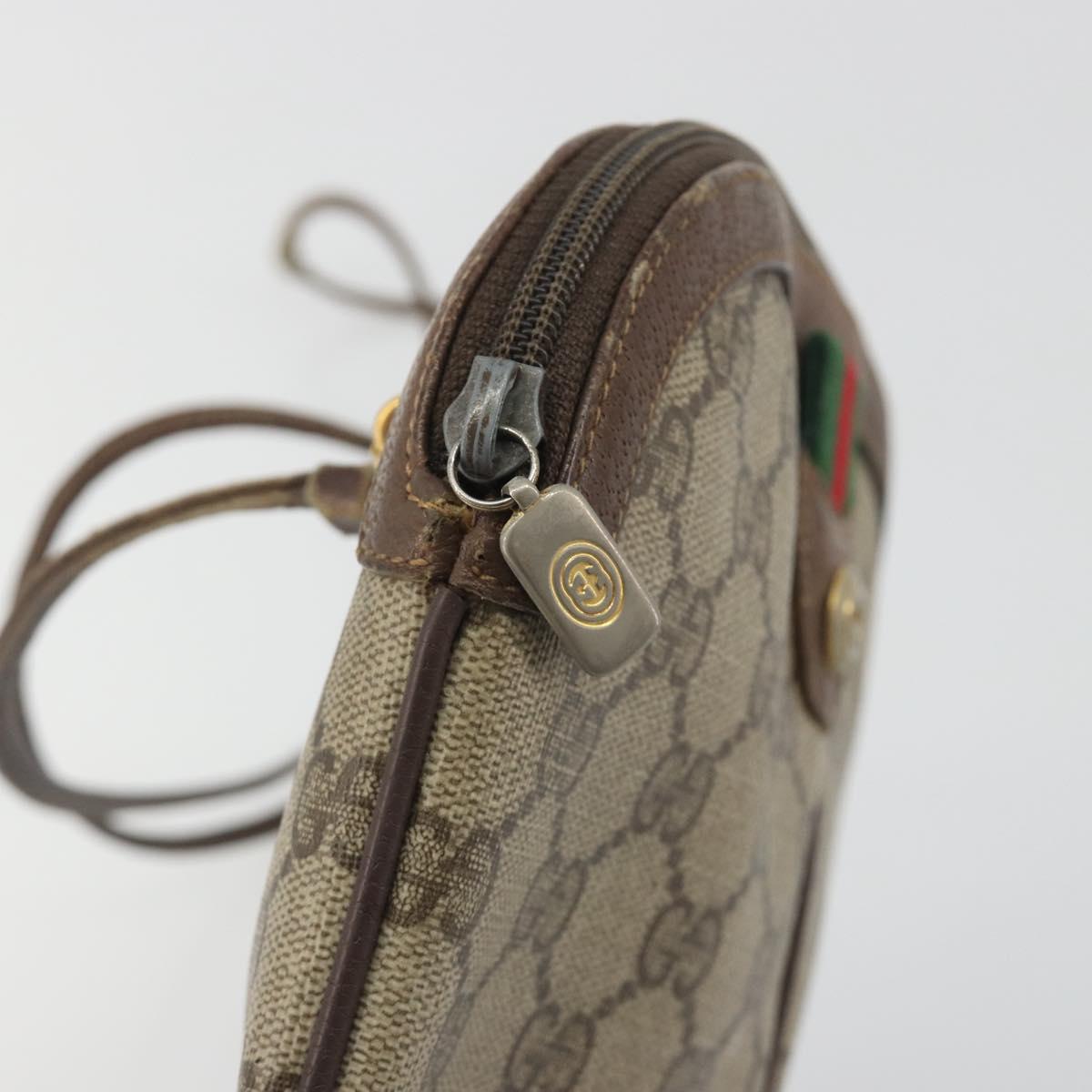 GUCCI GG Supreme Web Sherry Line Bag PVC Beige Gold 904 02 047 Auth 193046
