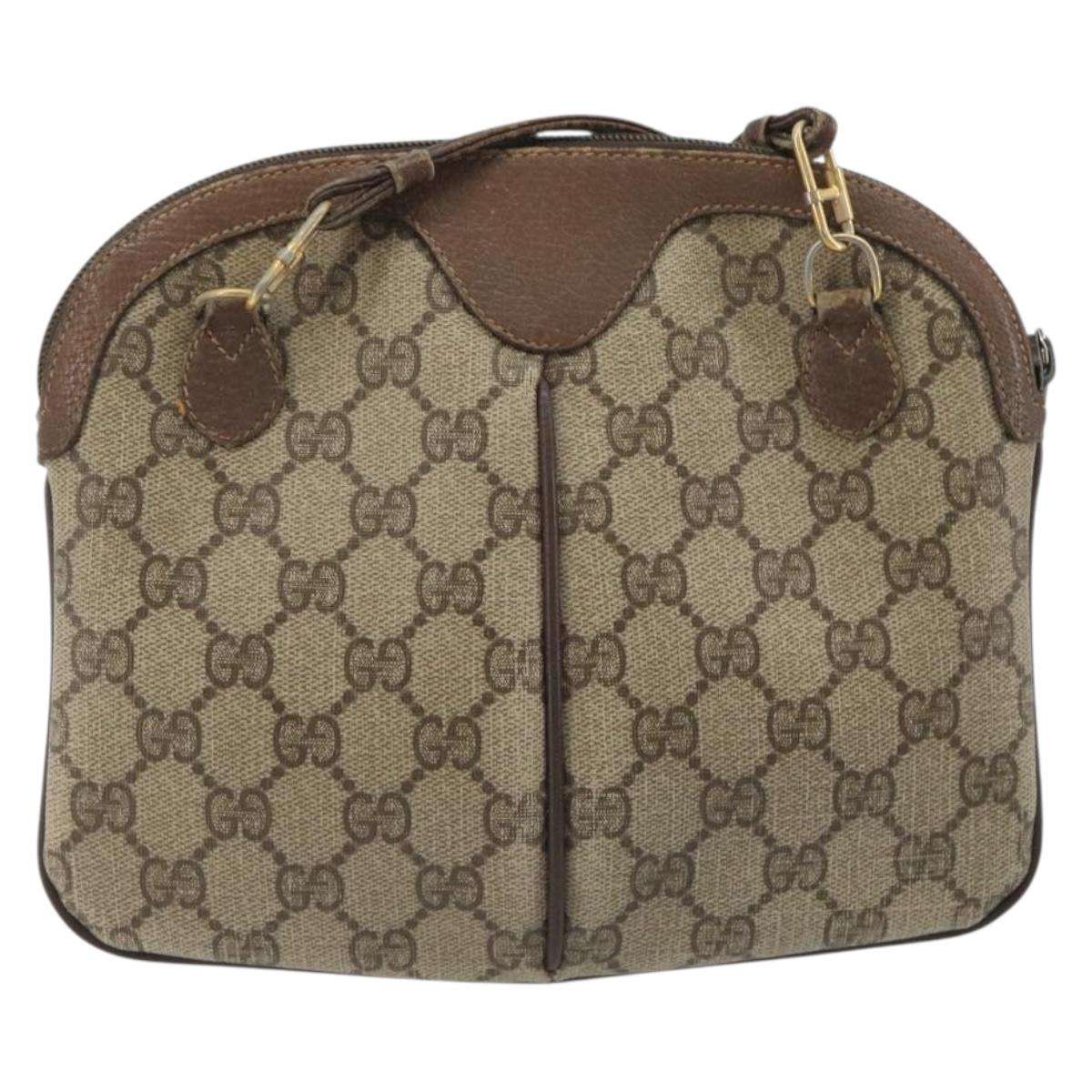 GUCCI GG Supreme Web Sherry Line Bag PVC Beige Gold 904 02 047 Auth 193046