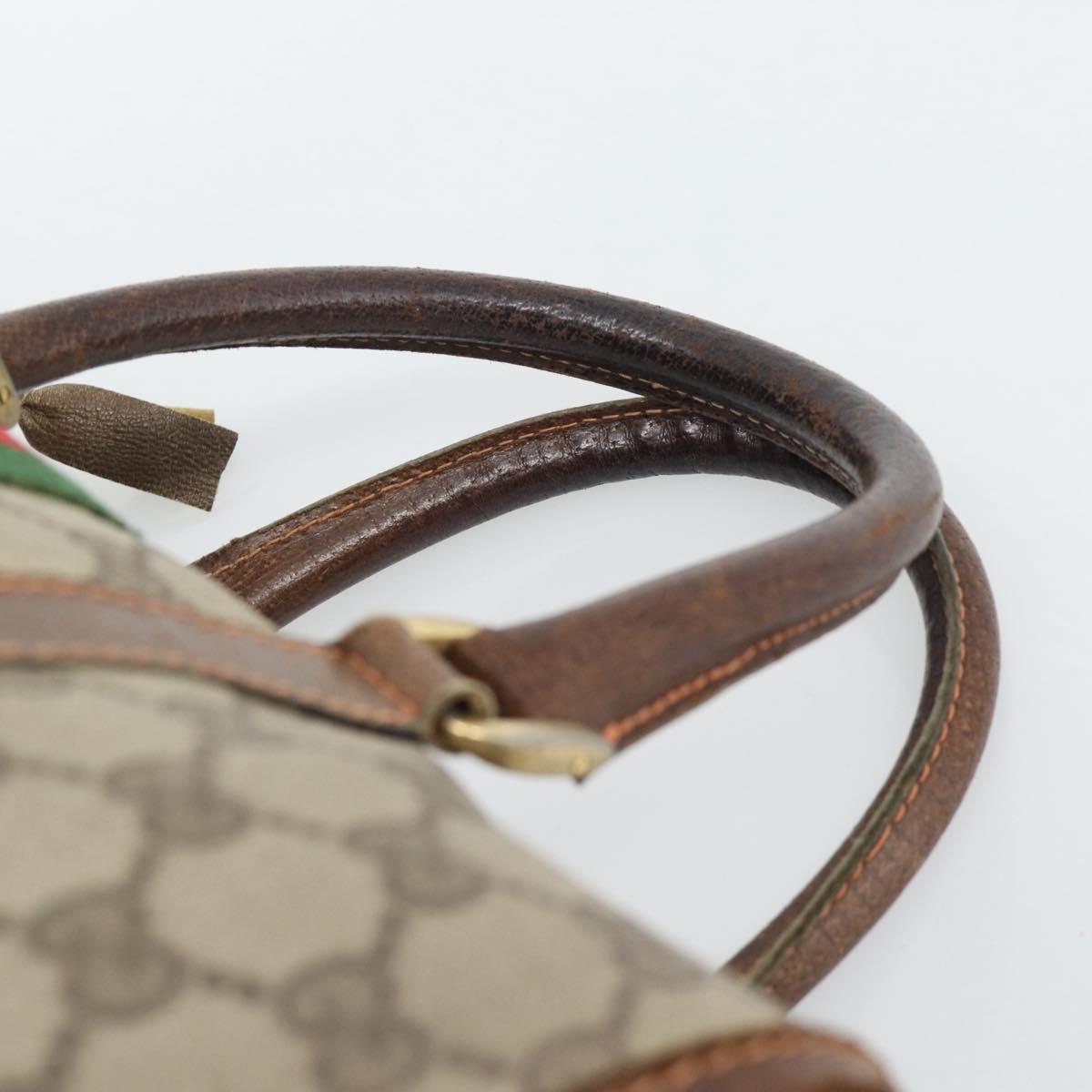 GUCCI GG Supreme Web Sherry Line Boston Bag PVC Beige Gold Auth 193047