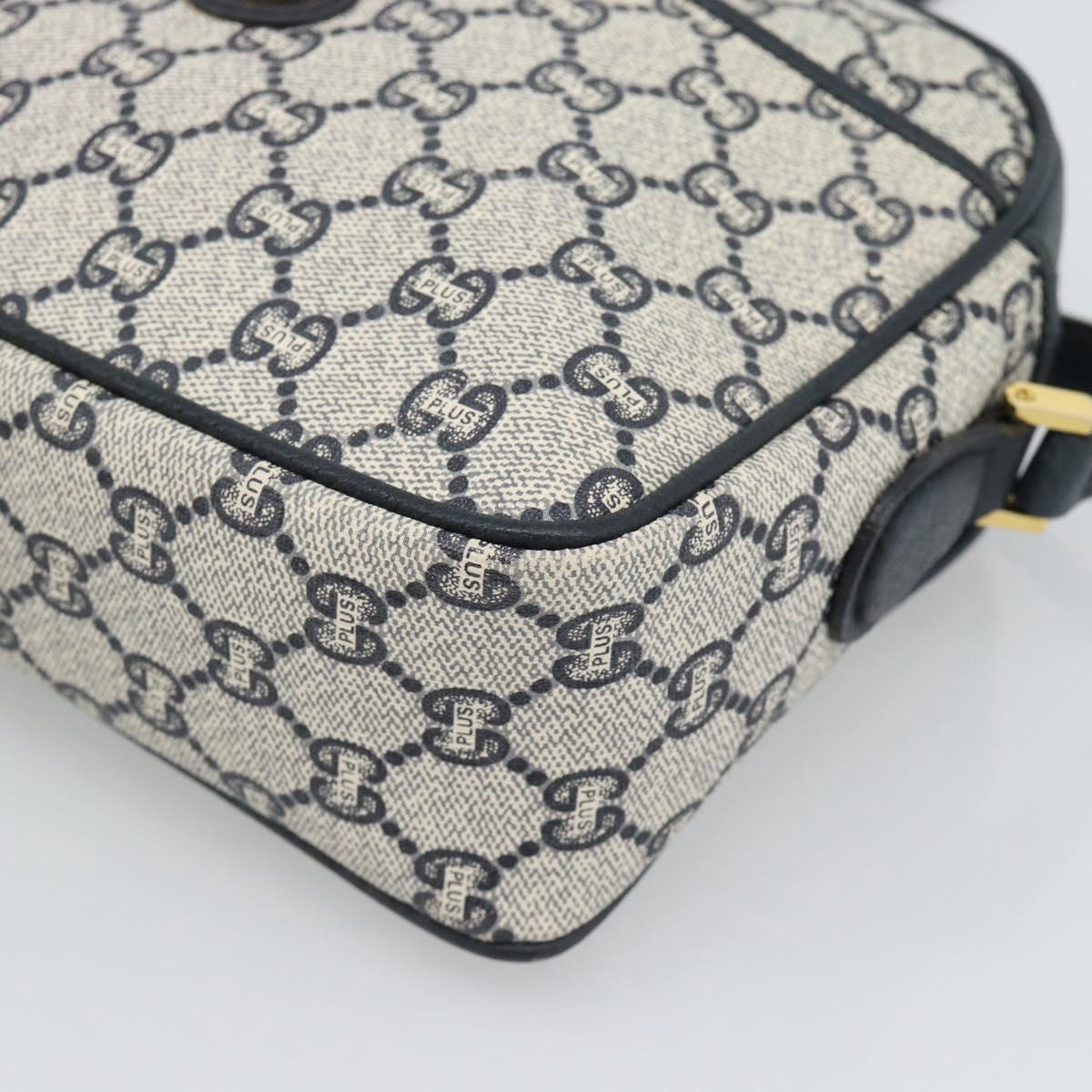 GUCCI GG Plus Supreme Shoulder Bag PVC Navy Gold Auth 193048