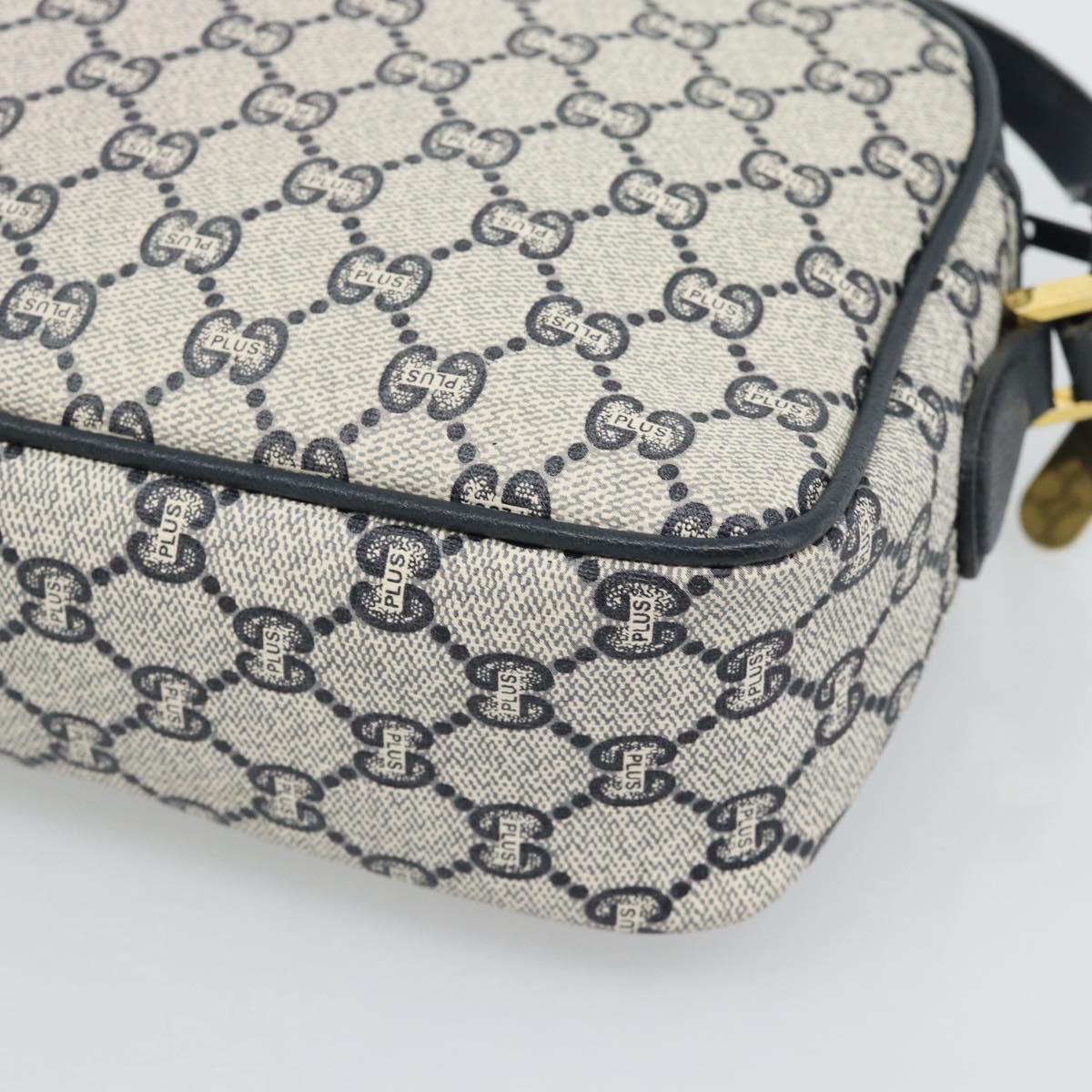 GUCCI GG Plus Supreme Shoulder Bag PVC Navy Gold Auth 193048