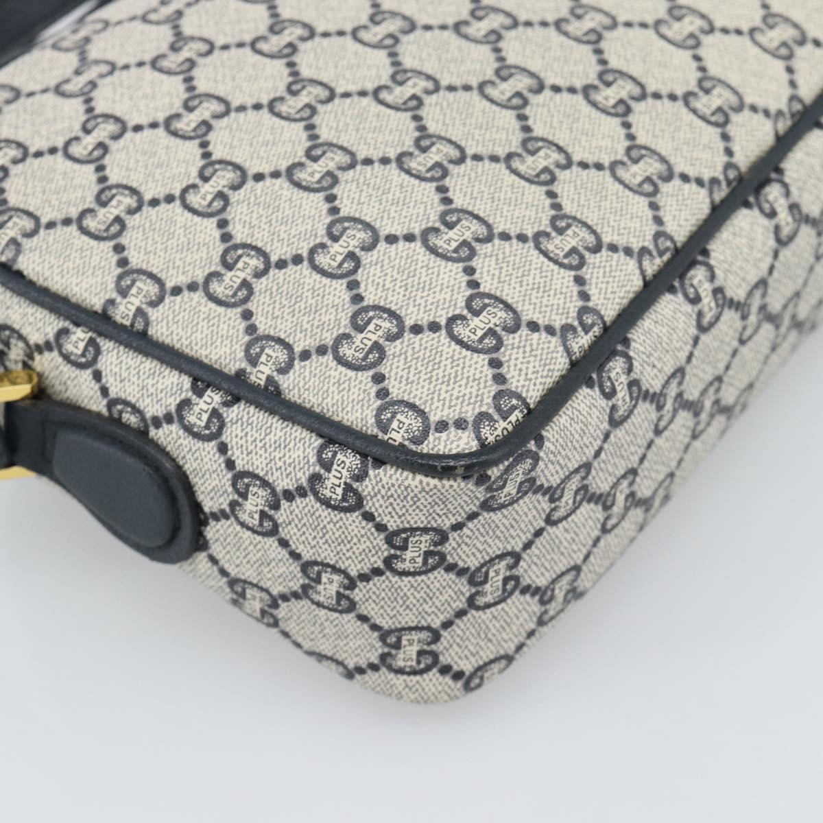 GUCCI GG Plus Supreme Shoulder Bag PVC Navy Gold Auth 193048
